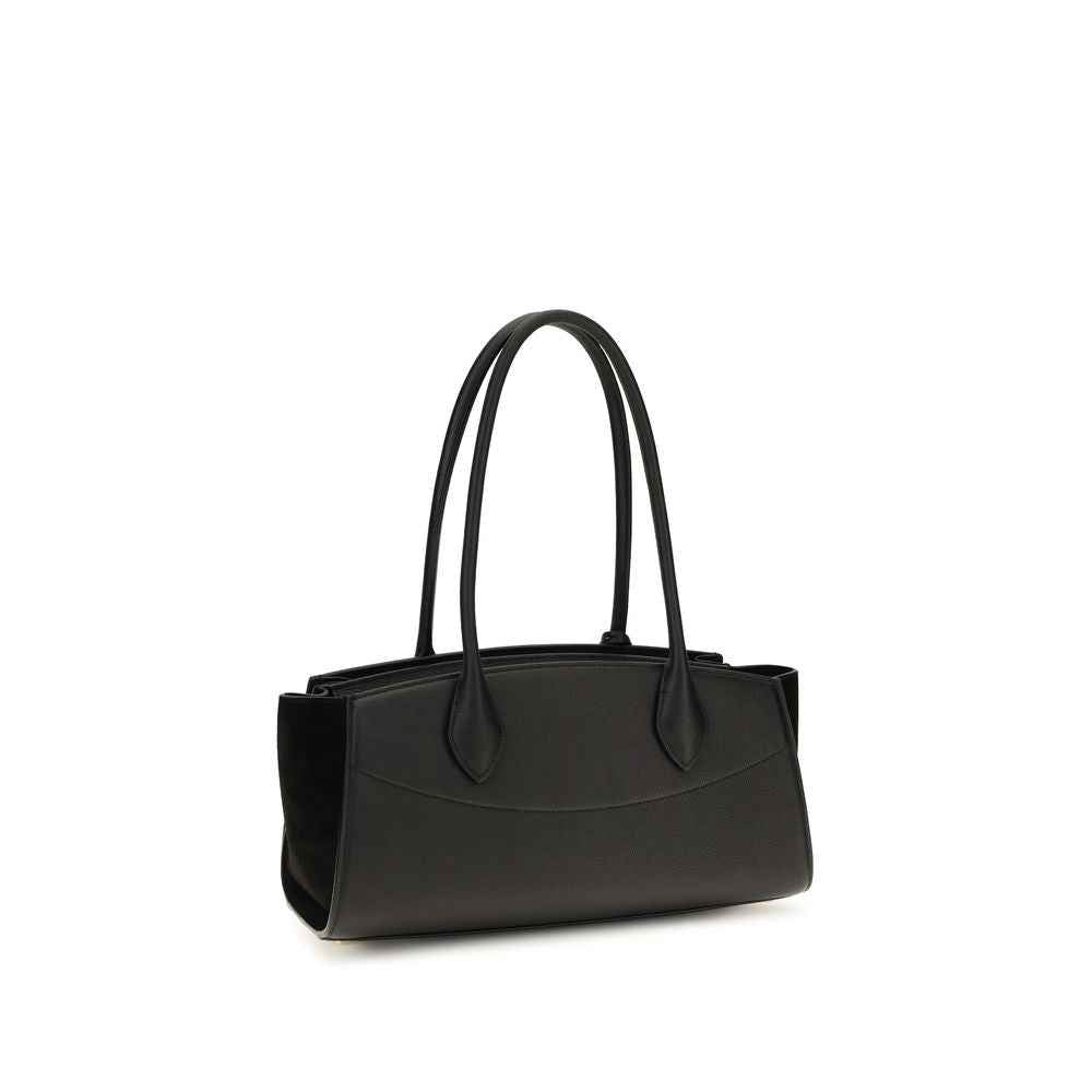 Ferragamo Black Calf Leather Bos Taurus Shoulder Bag