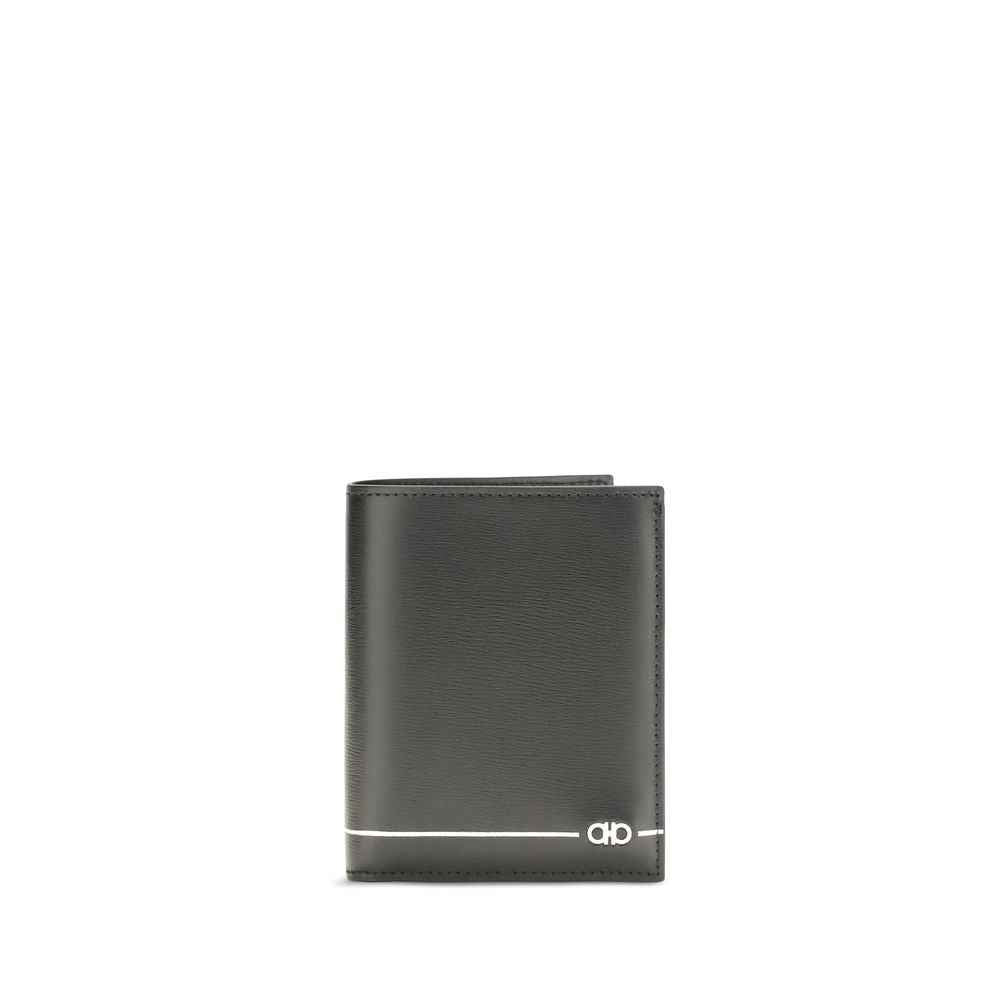 Ferragamo Black Calf Leather Bos Taurus Wallet