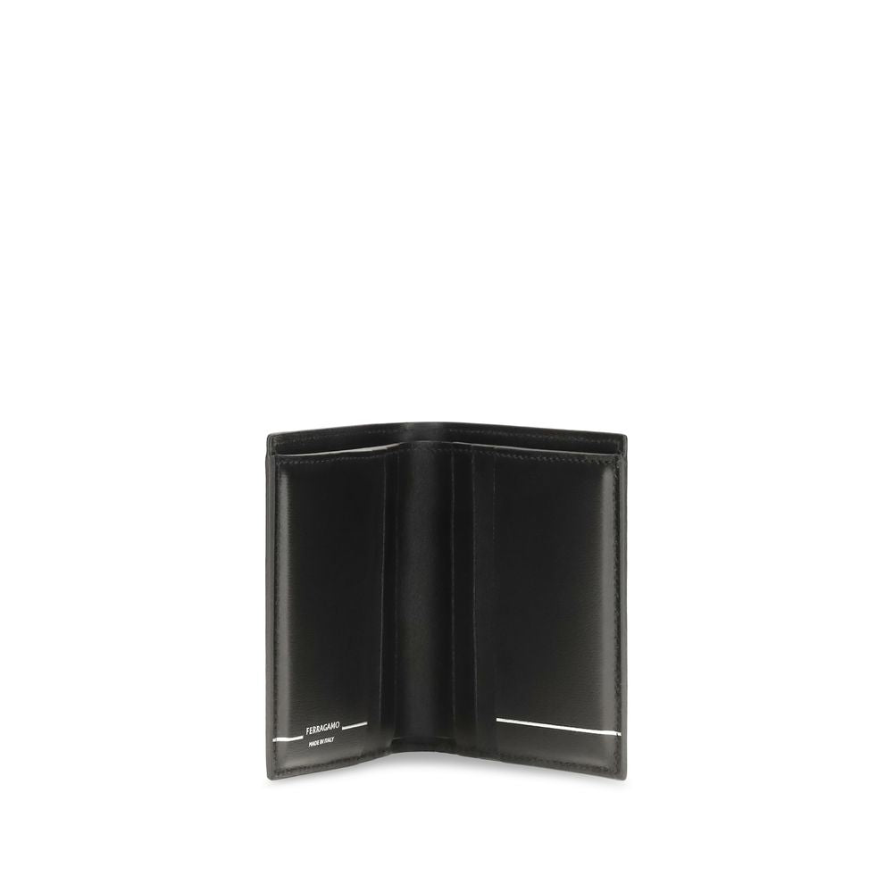Ferragamo Black Calf Leather Bos Taurus Wallet