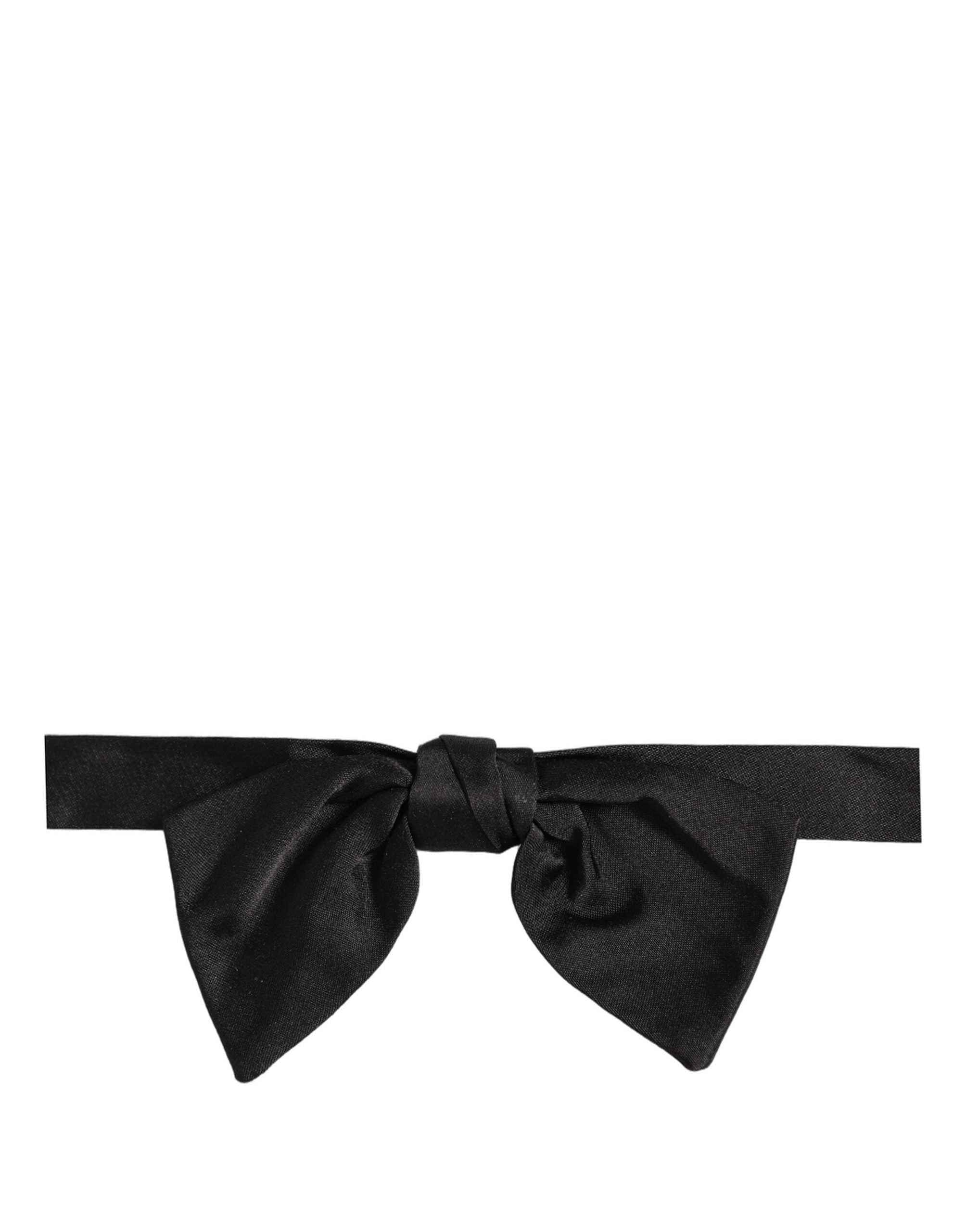 Dolce & Gabbana Men Black 100% SIlk Adjustable Neck Papillon Bow Tie