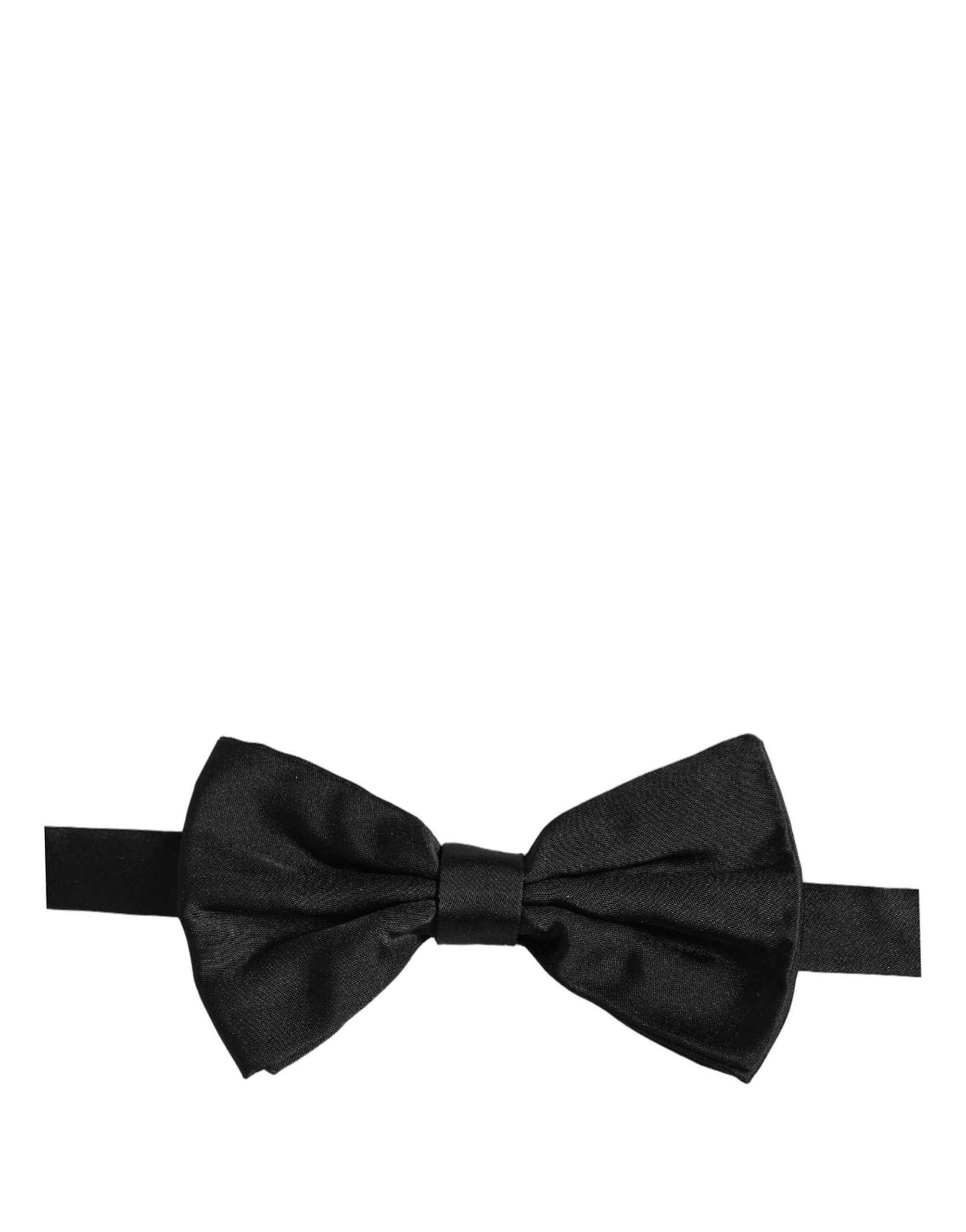 Dolce & Gabbana Men Black 100% Silk Adjustable Neck Papillon Bow Tie