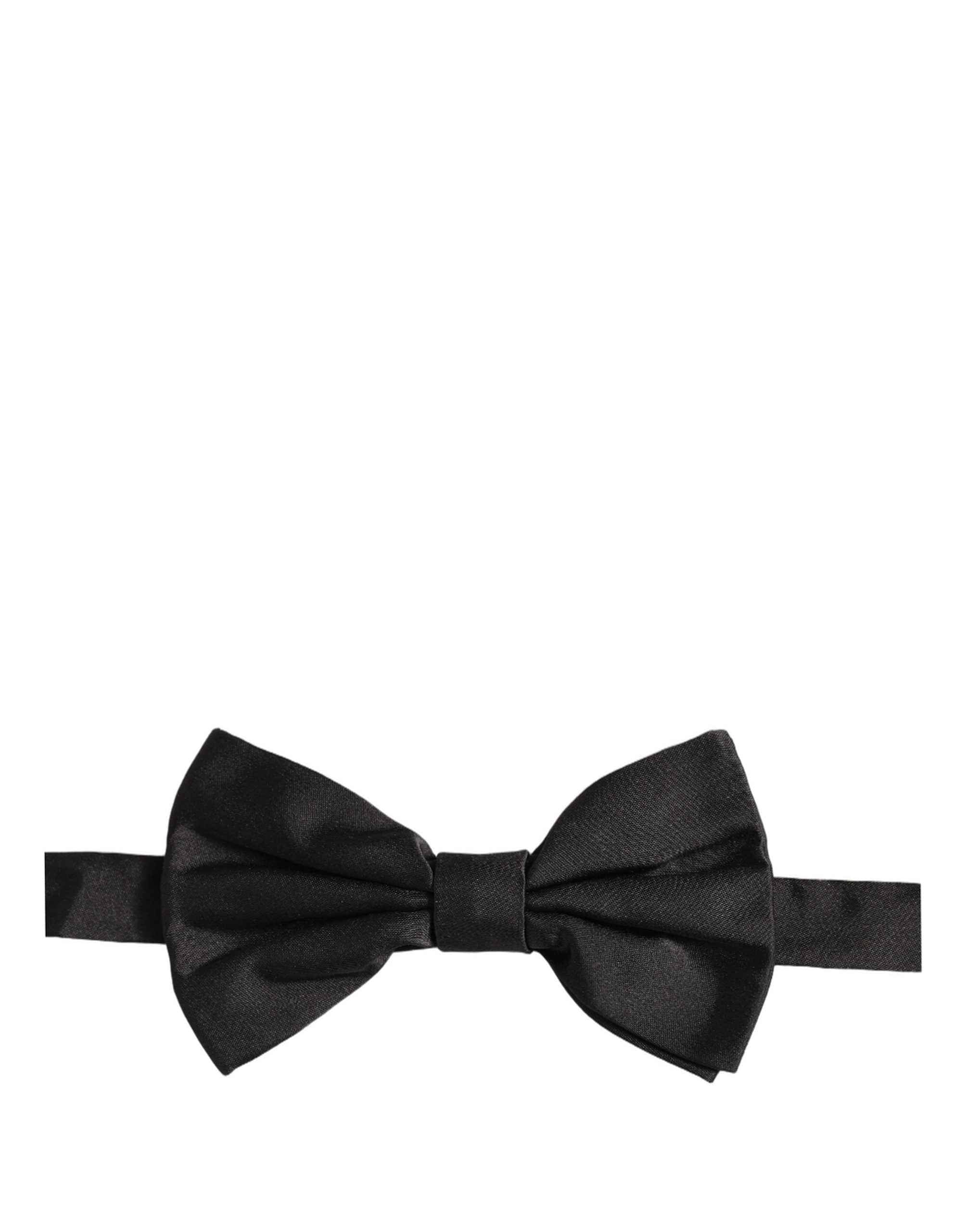 Dolce & Gabbana Men Black 100% Silk Adjustable Neck Papillon Bow Tie