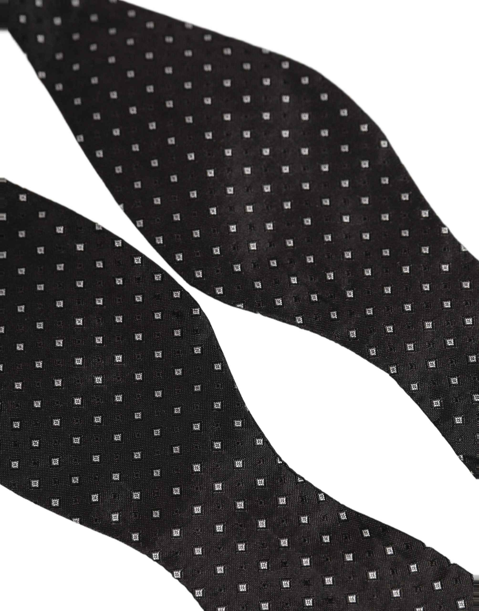 Dolce & Gabbana Black White Polka Dot Adjustable Neck Papillon Bow Tie