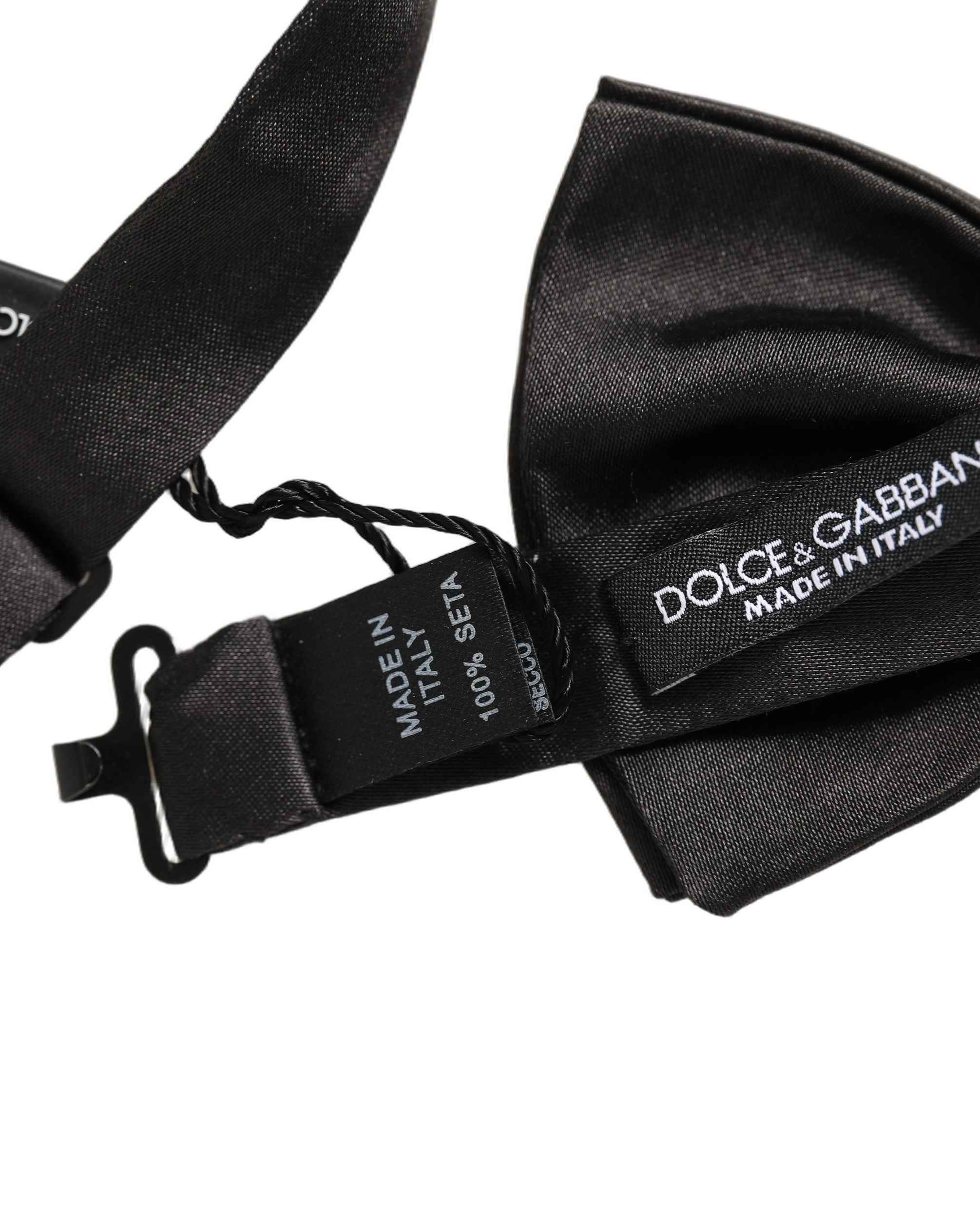 Dolce & Gabbana Men Black 100% Silk Adjustable Neck Papillon Bow Tie