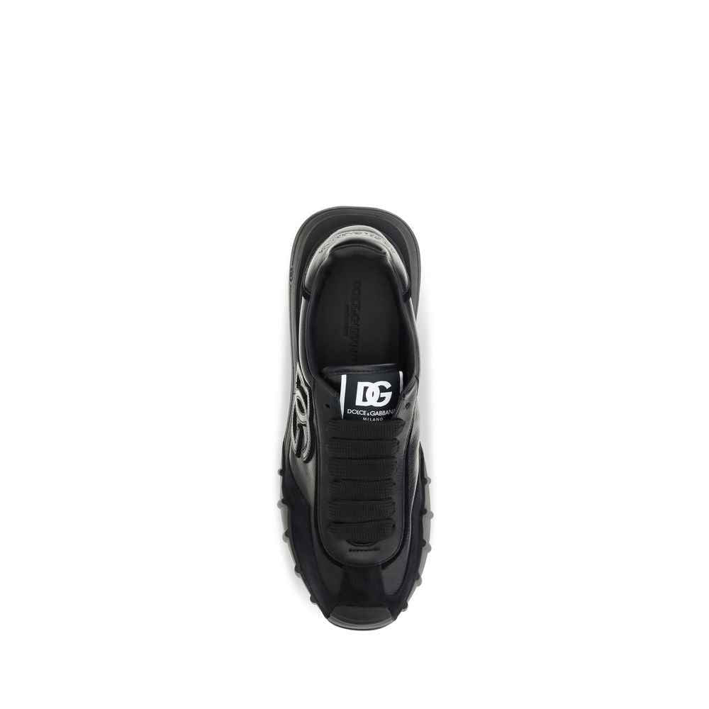 Dolce & Gabbana Black Calf Leather Bos Taurus Athletic Sneakers