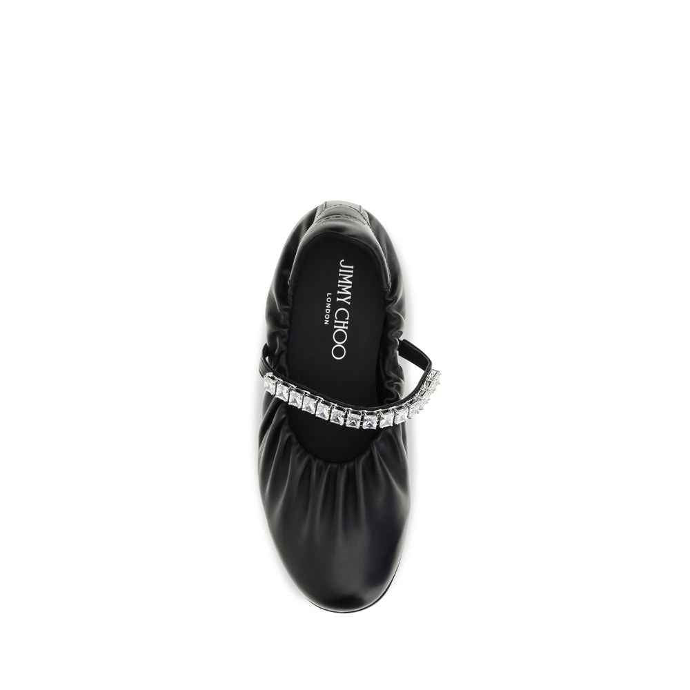 Jimmy Choo Black Calf Leather Bos Taurus Ballet Flats