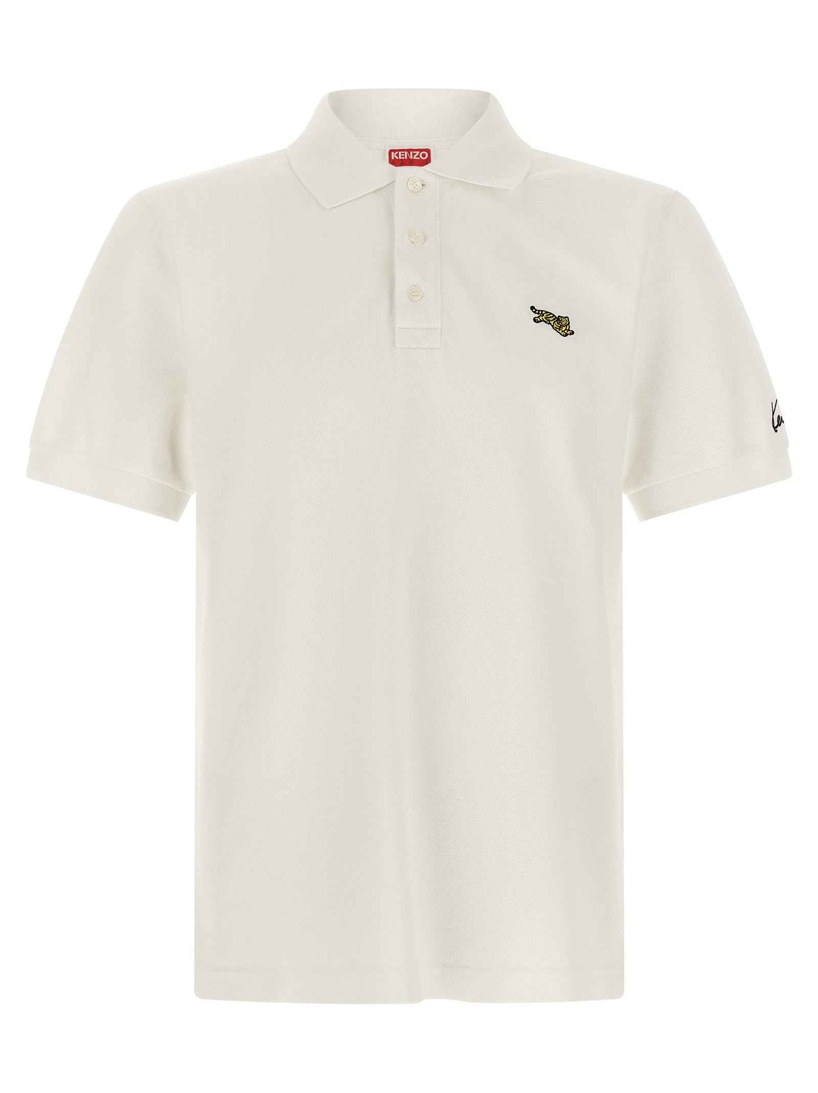 Kenzo White Cotton Polo Shirt