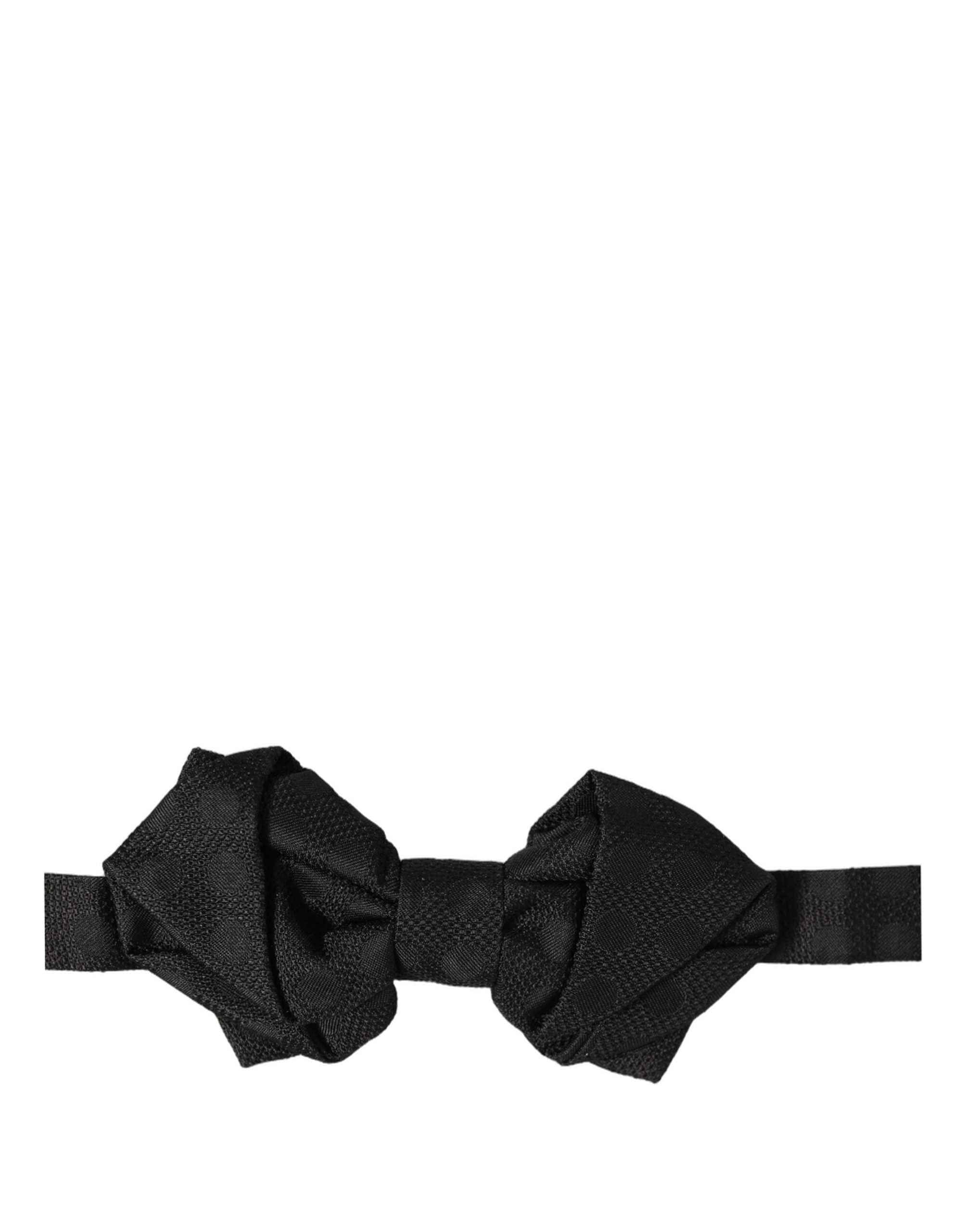 Dolce & Gabbana Men Black 100% Silk Adjustable Neck Papillon Bow Tie
