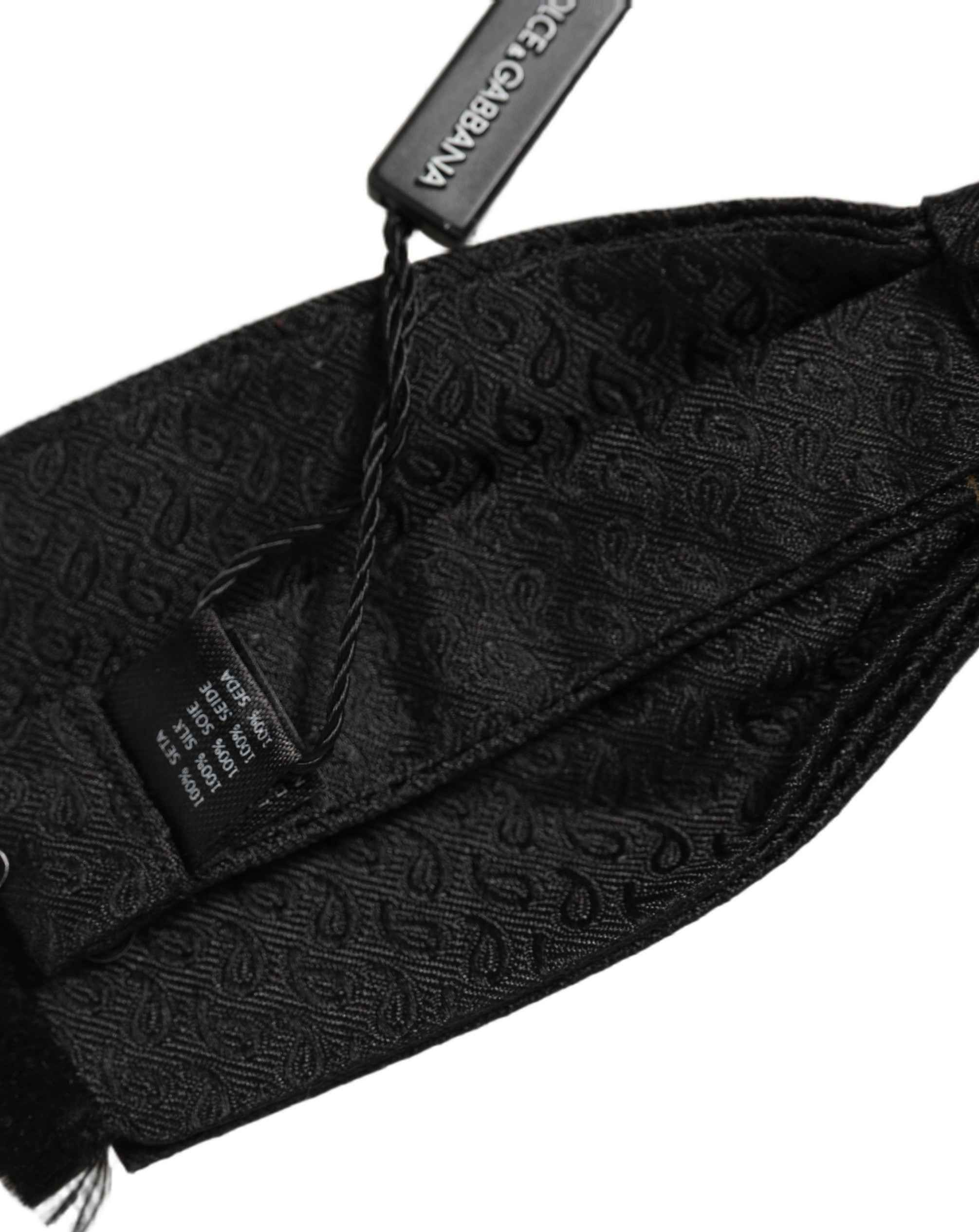 Dolce & Gabbana Men Black 100% SIlk Adjustable Neck Papillon Bow Tie