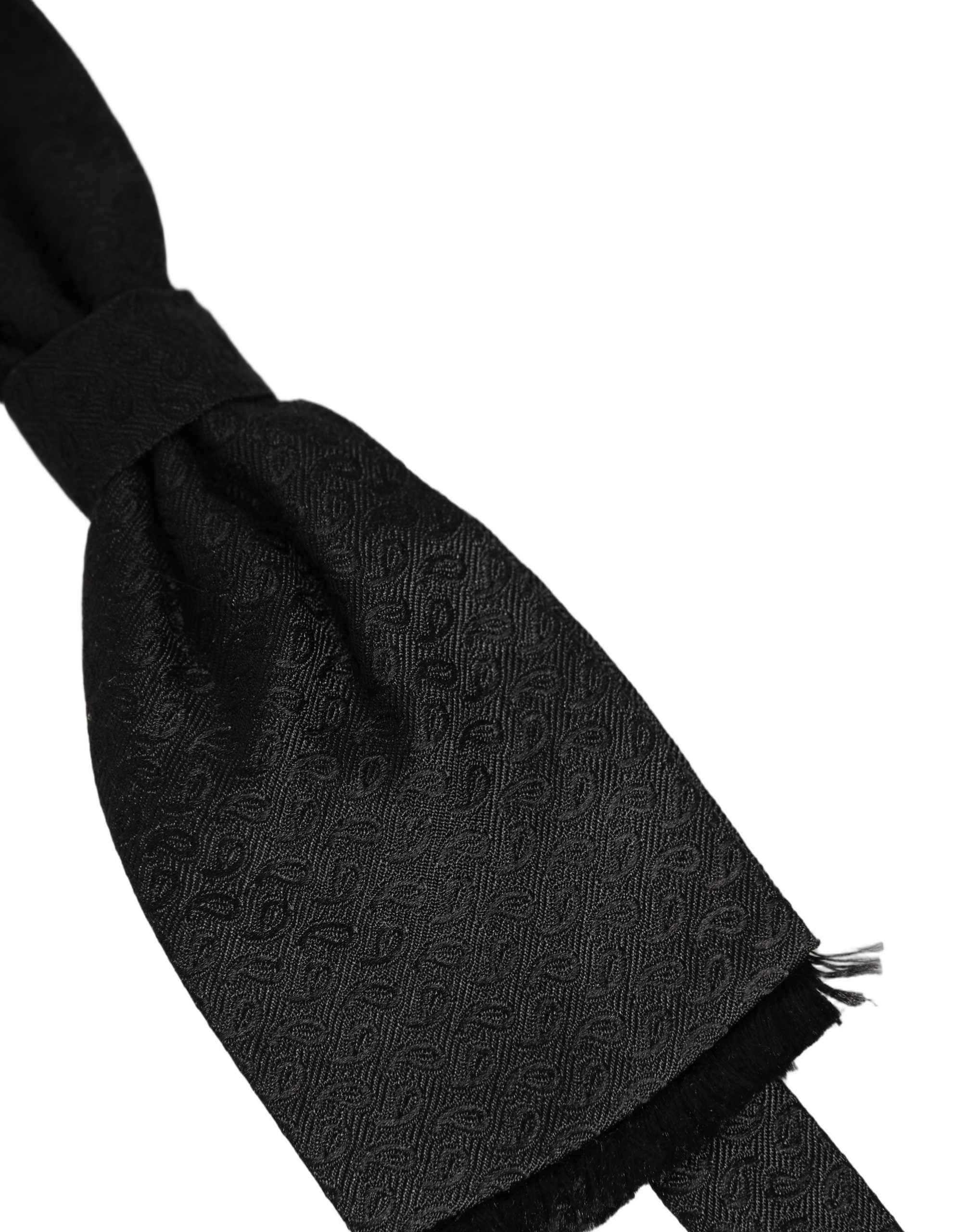 Dolce & Gabbana Men Black 100% SIlk Adjustable Neck Papillon Bow Tie