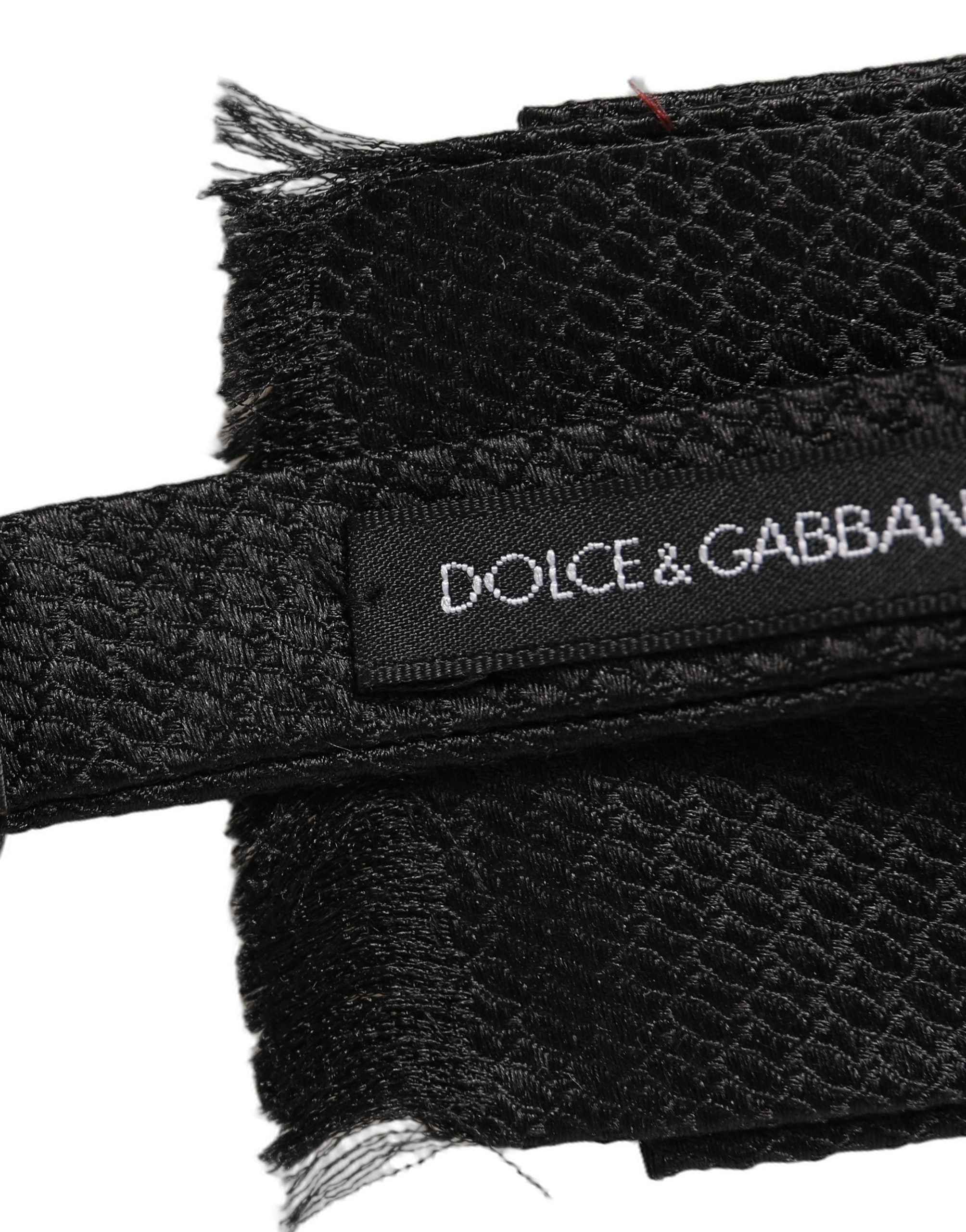 Dolce & Gabbana Men Black 100% SIlk Adjustable Neck Papillon Bow Tie