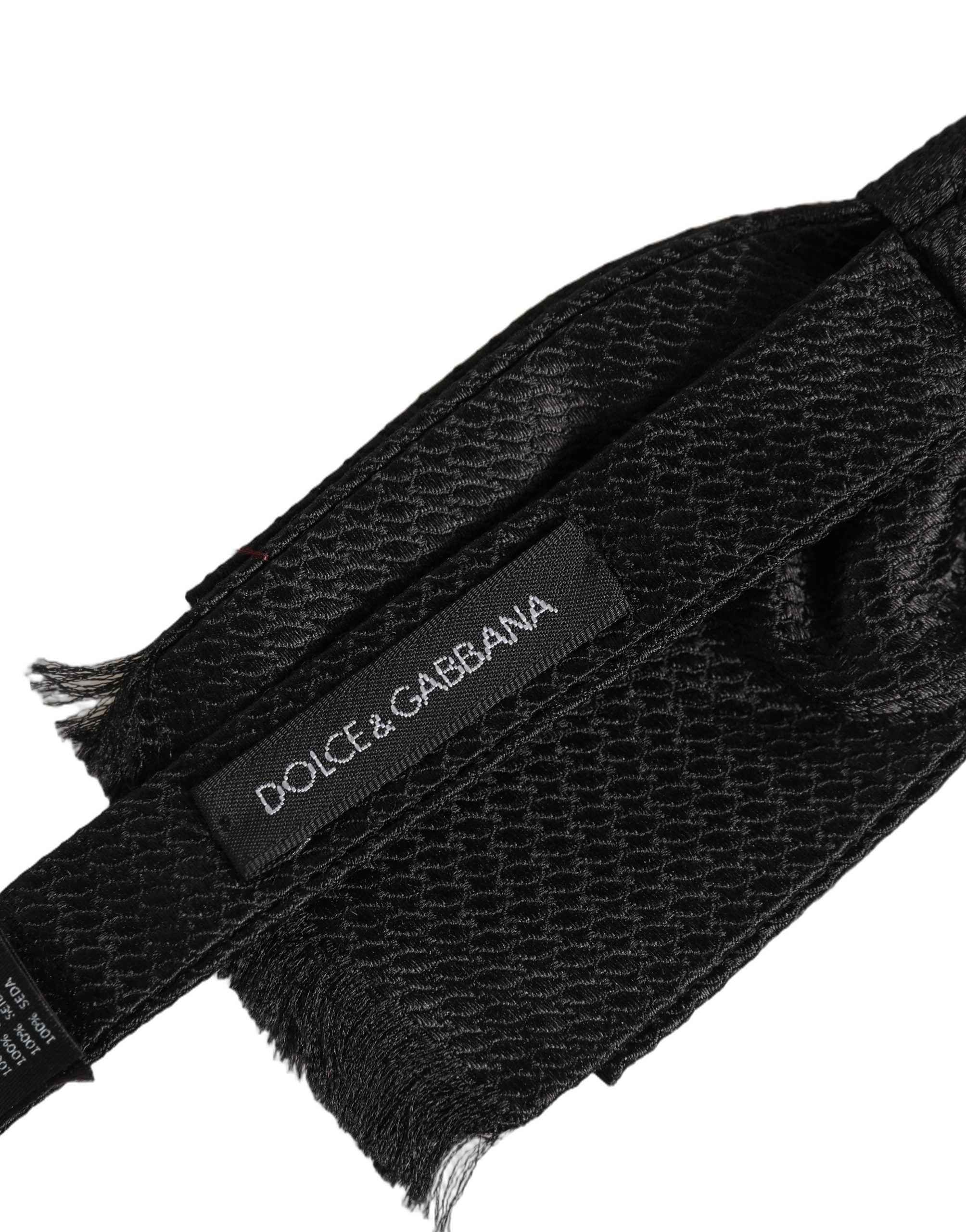 Dolce & Gabbana Men Black 100% SIlk Adjustable Neck Papillon Bow Tie
