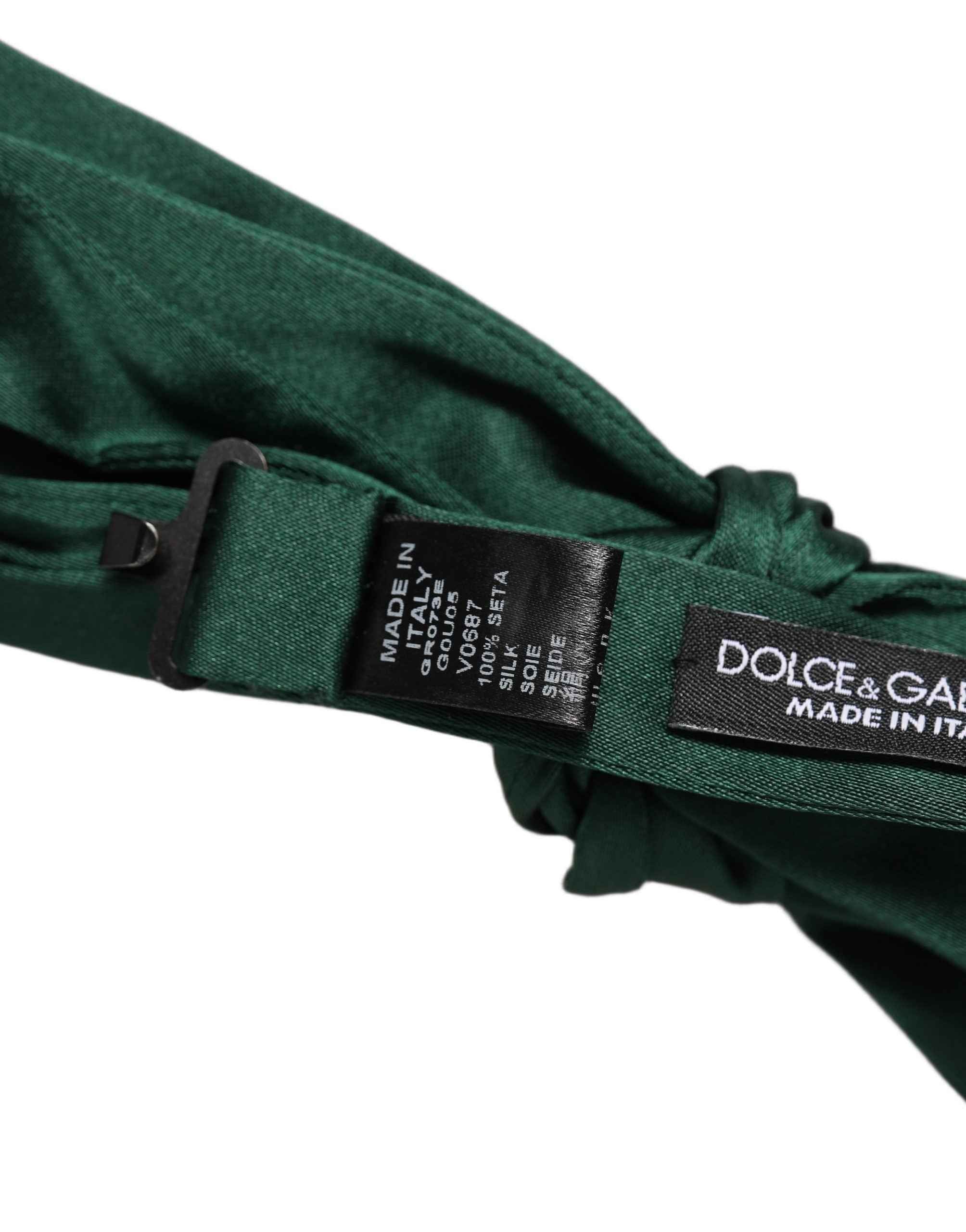 Dolce & Gabbana Men Dark Green Silk Adjustable Neck Papillon Bow Tie