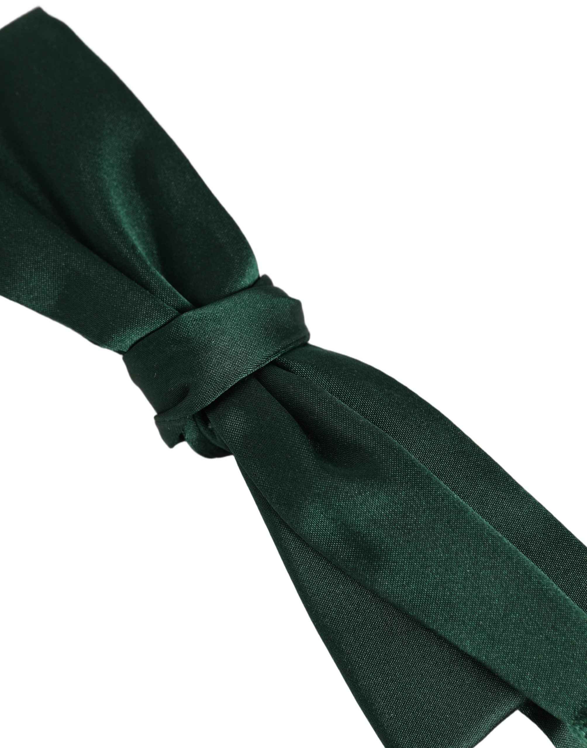 Dolce & Gabbana Men Dark Green Silk Adjustable Neck Papillon Bow Tie