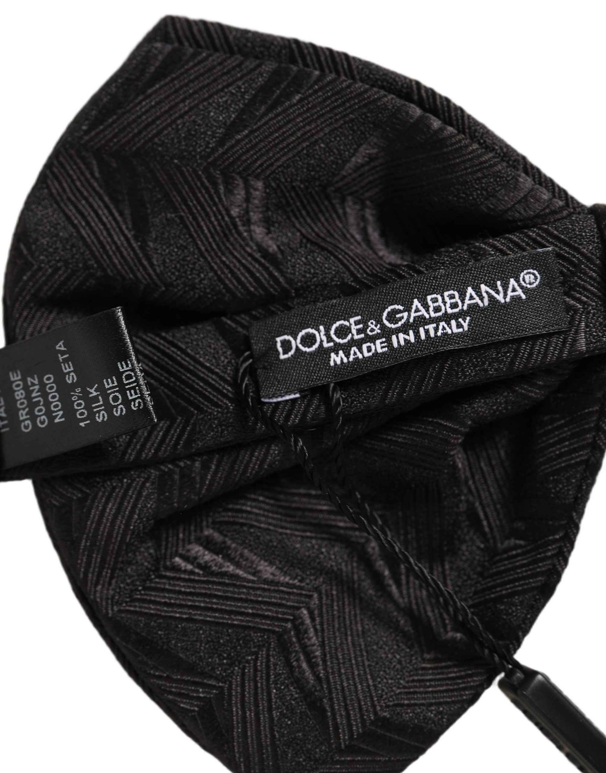 Dolce & Gabbana Men Black Patterned Adjustable Neck Papillon Bow Tie