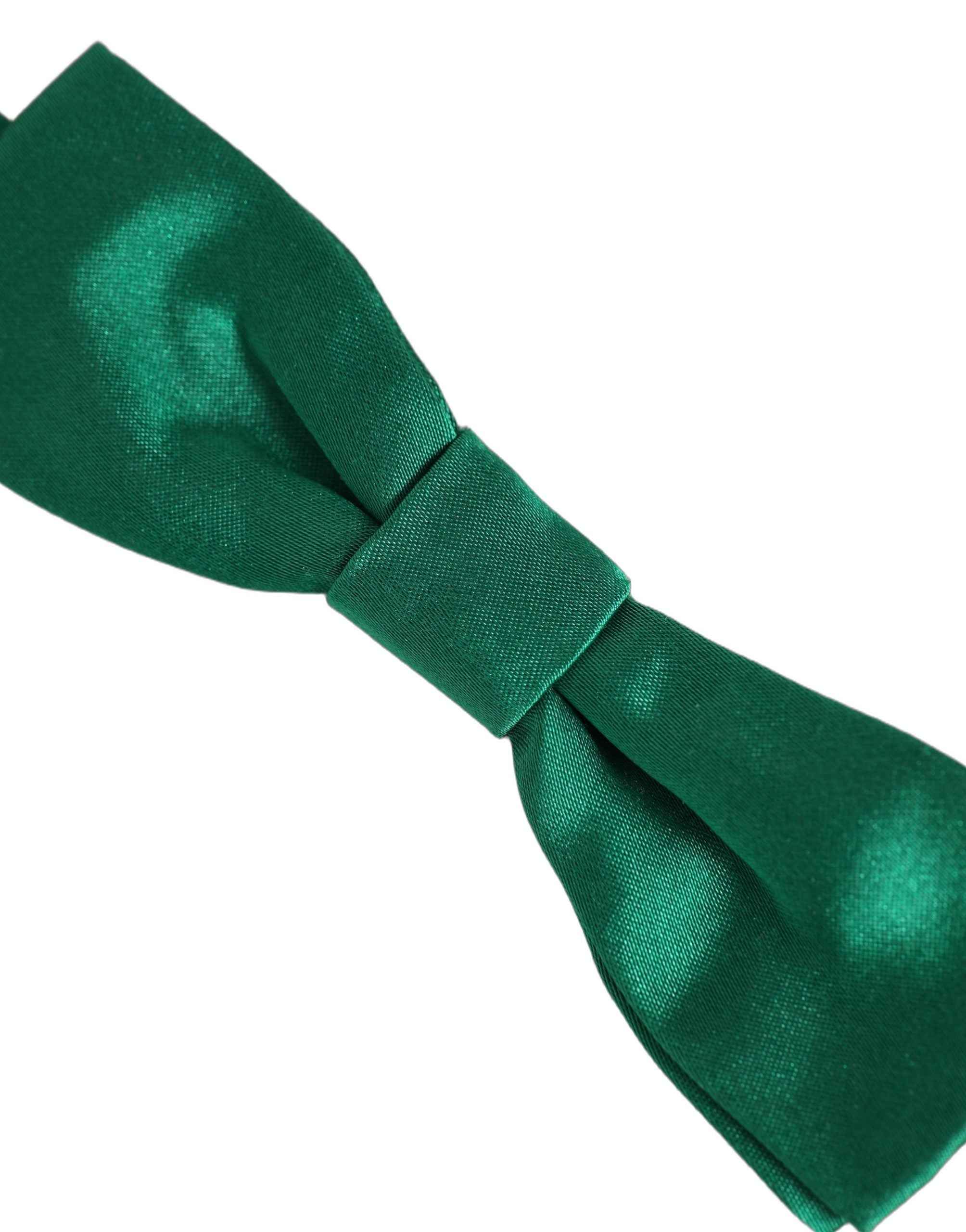 Dolce & Gabbana Men Green 100% Silk Adjustable Neck Papillon Bow Tie