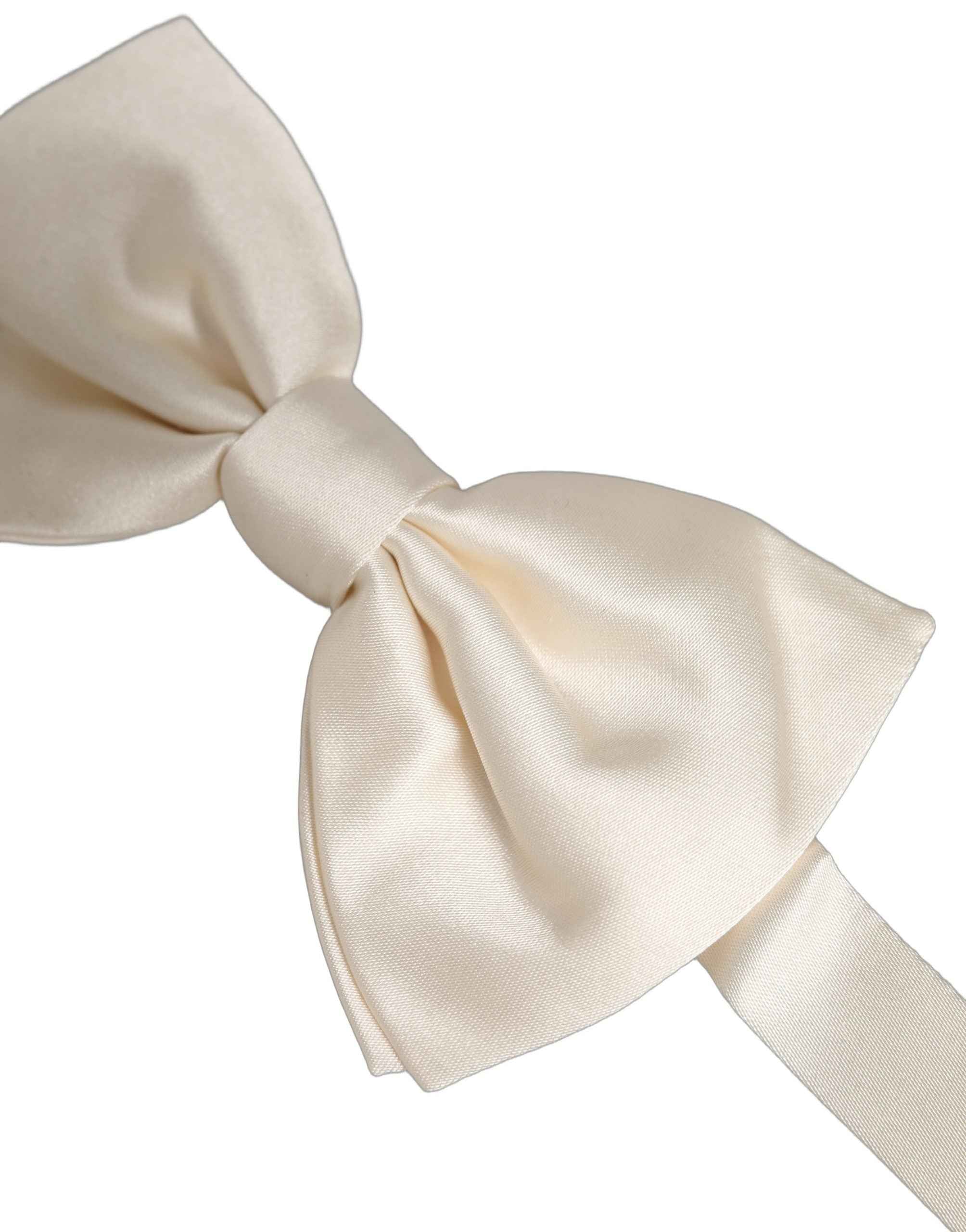 Dolce & Gabbana Men White 100% Silk Adjustable Neck Papillon Bow Tie