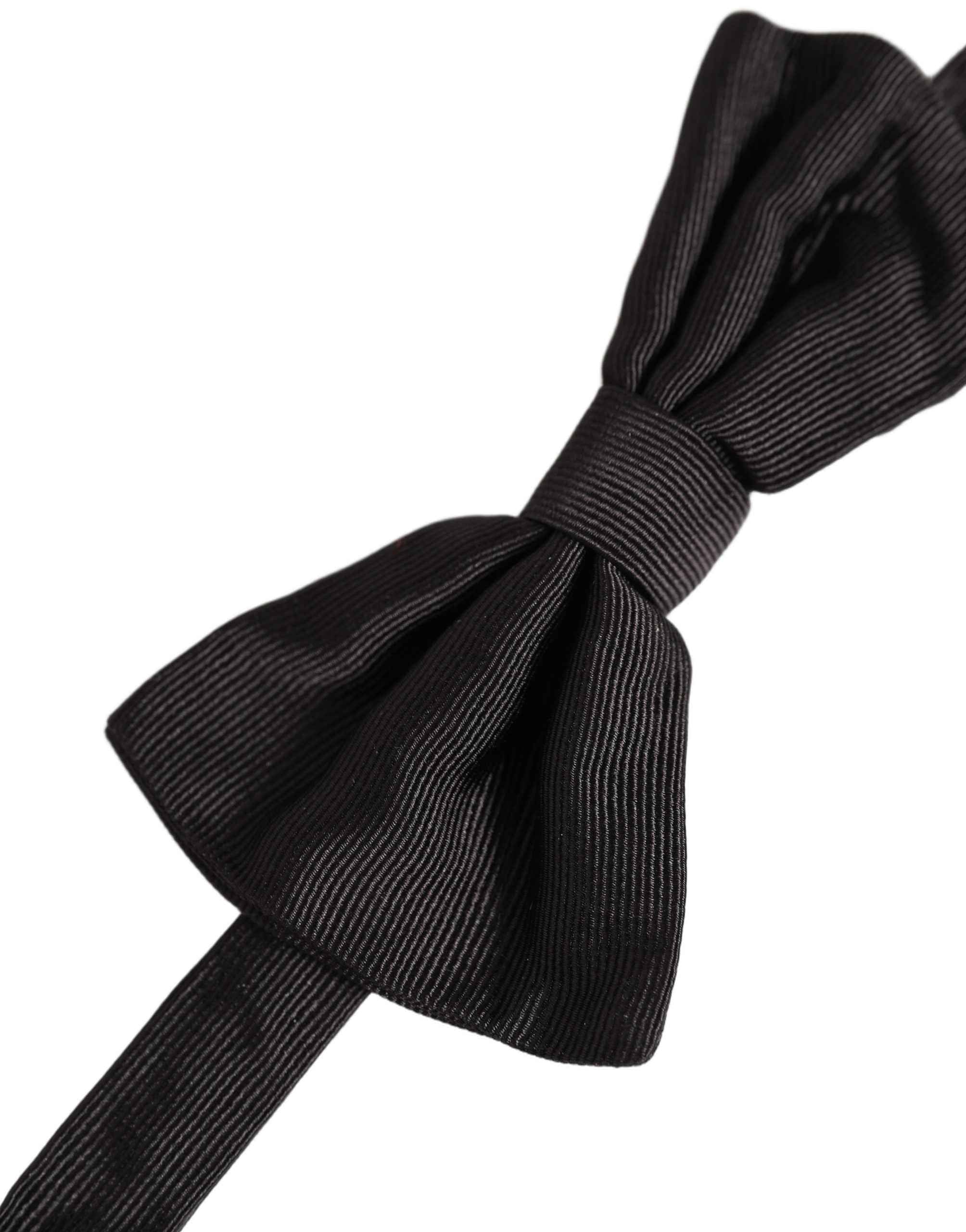 Dolce & Gabbana Men Black 100% Silk Adjustable Neck Papillon Bow Tie