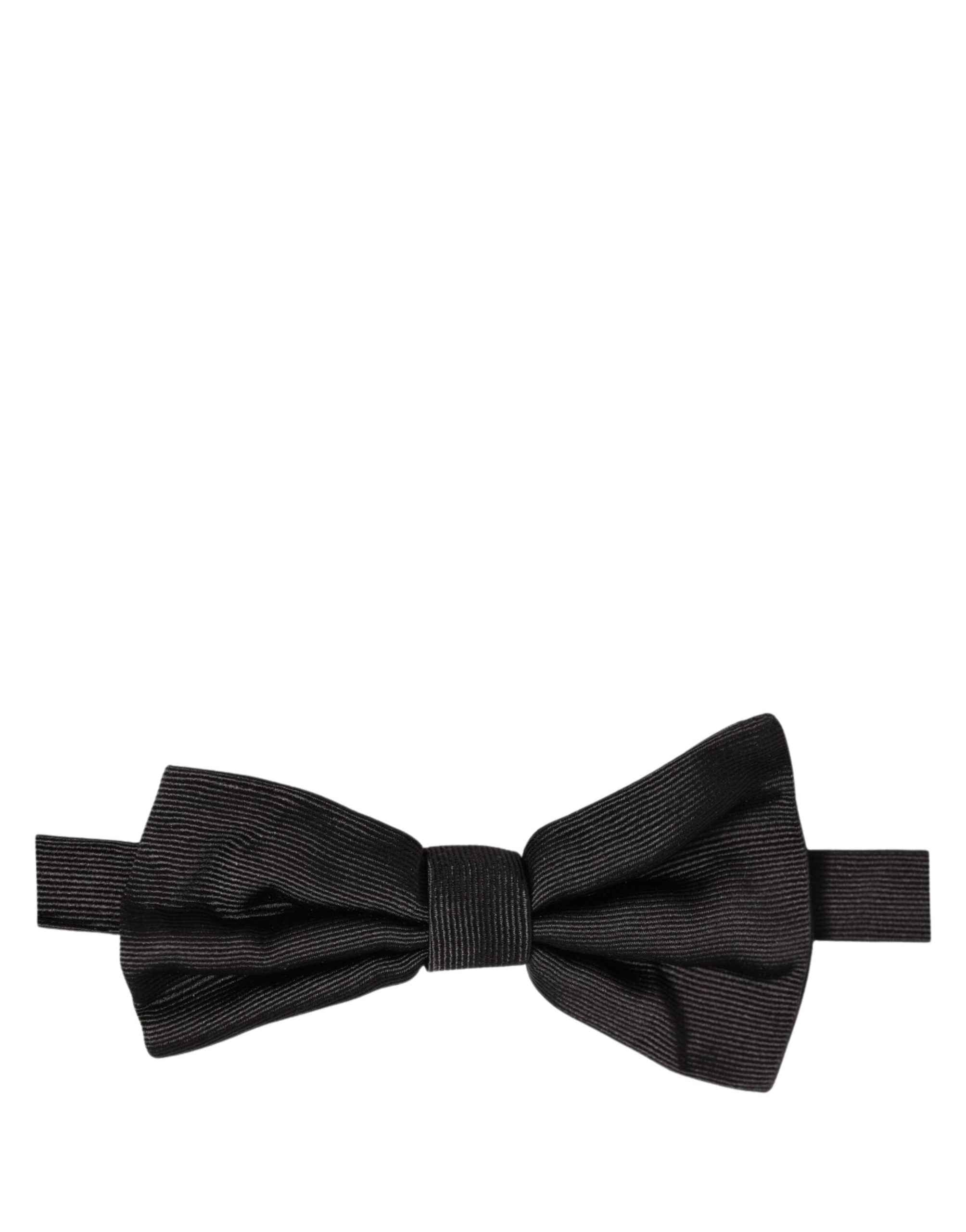 Dolce & Gabbana Men Black 100% Silk Adjustable Neck Papillon Bow Tie