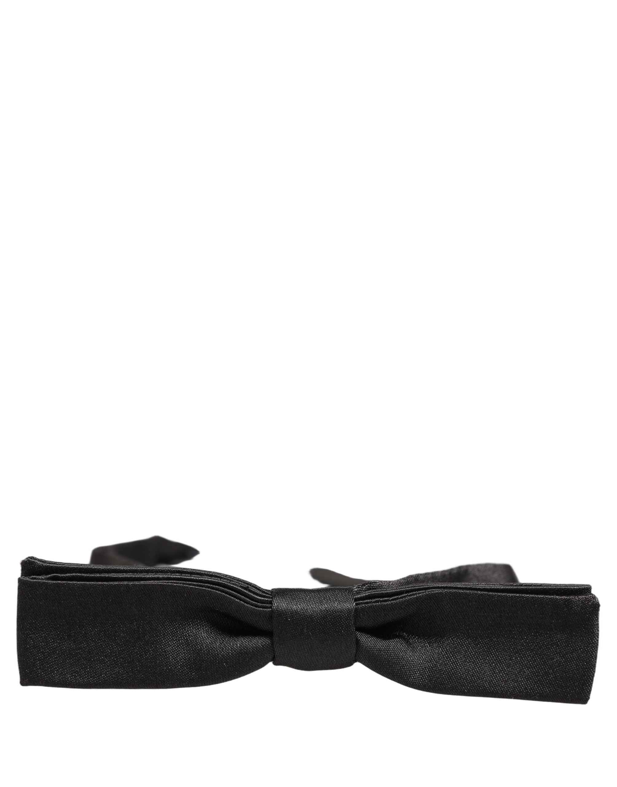 Dolce & Gabbana Men Black 100% Silk Adjustable Neck Papillon Bow Tie