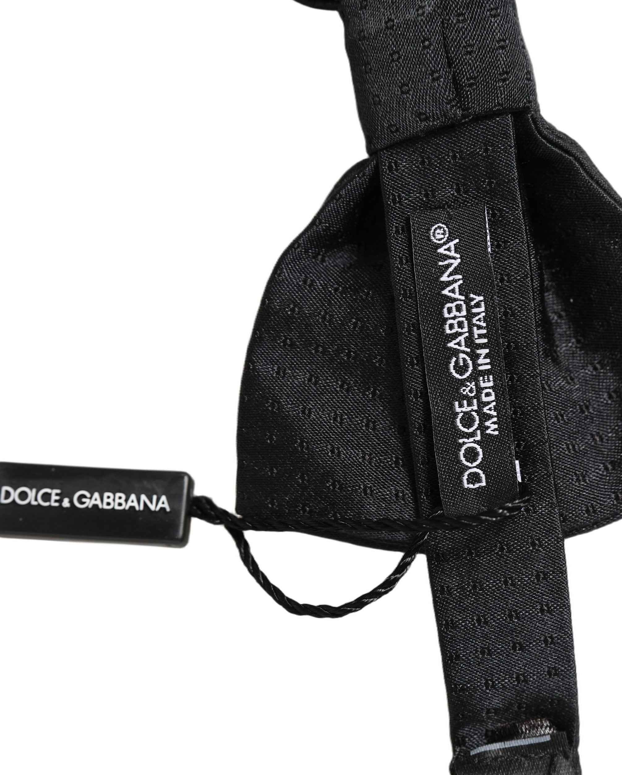 Dolce & Gabbana Men Black 100% Silk Adjustable Neck Papillon Bow Tie