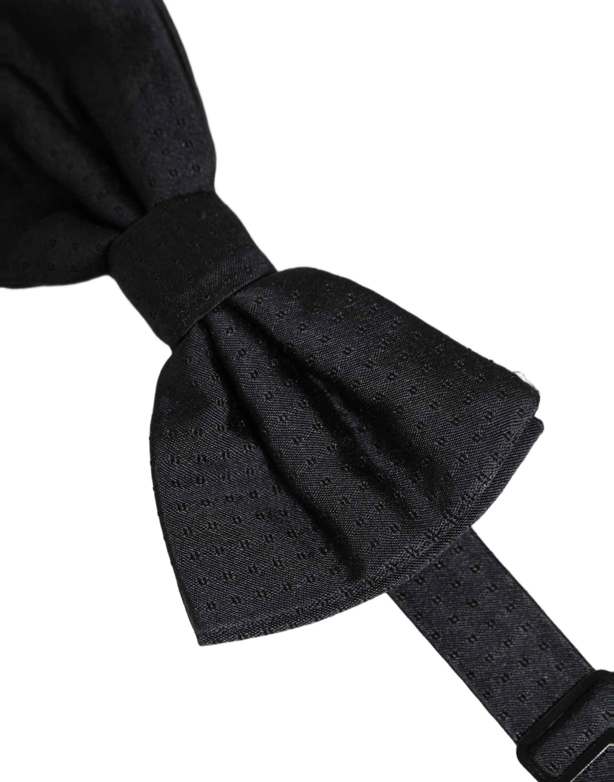 Dolce & Gabbana Men Black 100% Silk Adjustable Neck Papillon Bow Tie