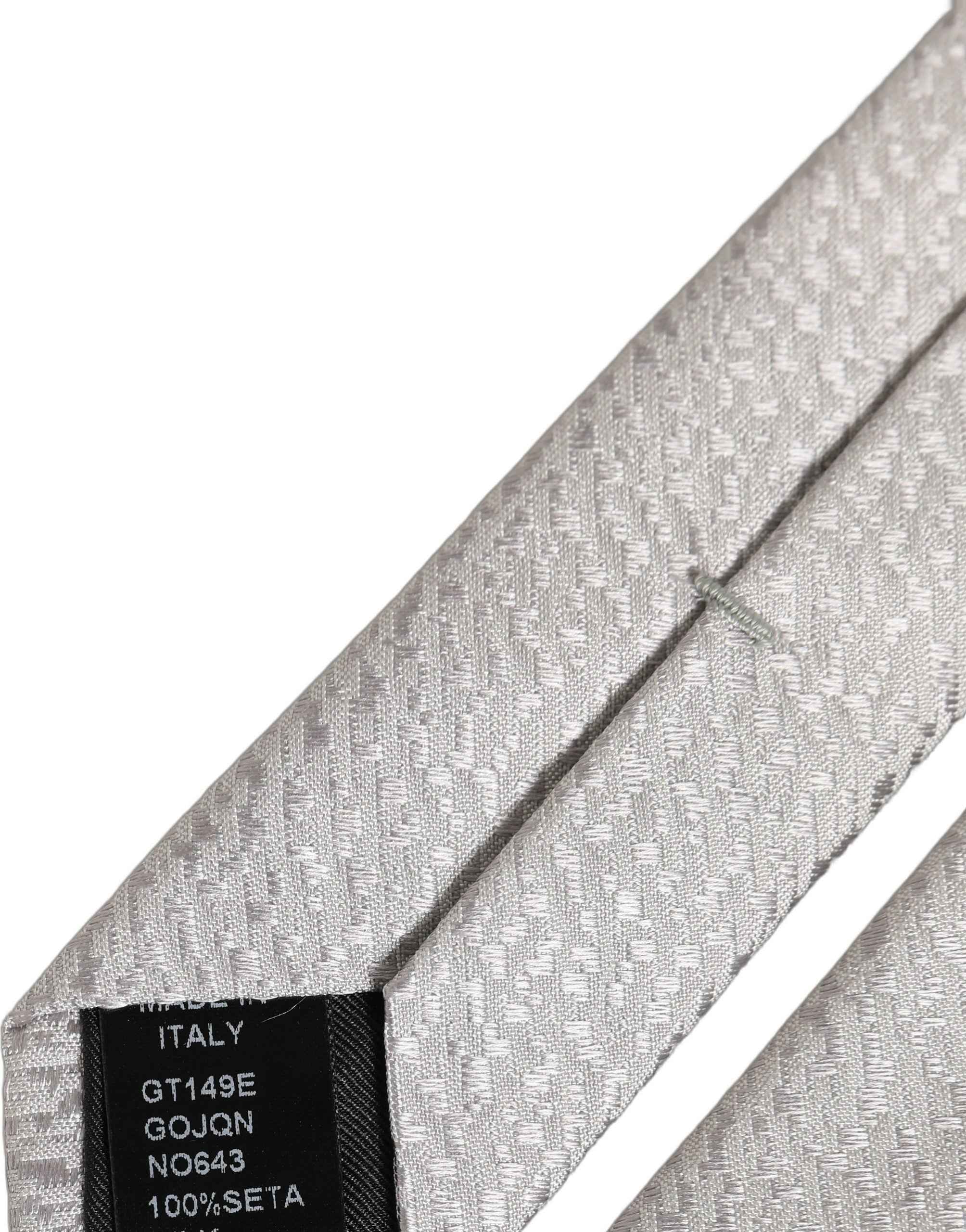 Dolce & Gabbana Men Gray 100% Silk Textured Adjustable Tied Necktie Tie