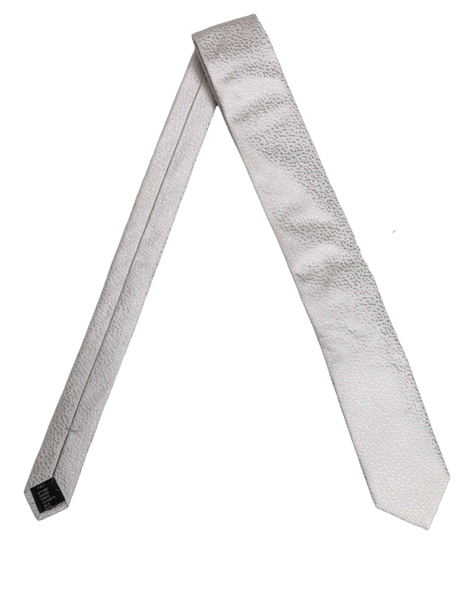 Dolce & Gabbana Men Gray 100% Silk Textured Adjustable Tied Necktie Tie
