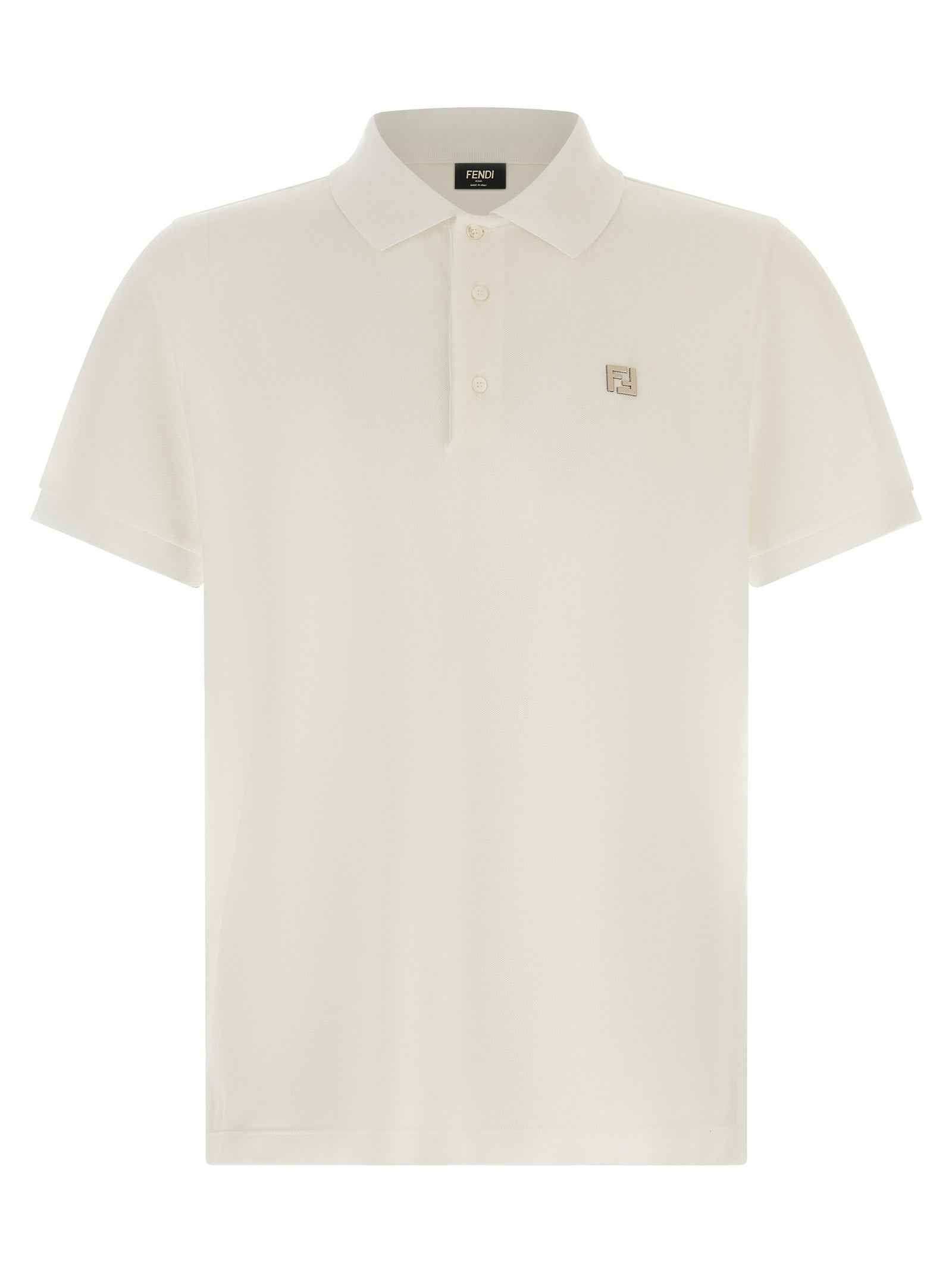 Fendi White Cotton Polo Shirt
