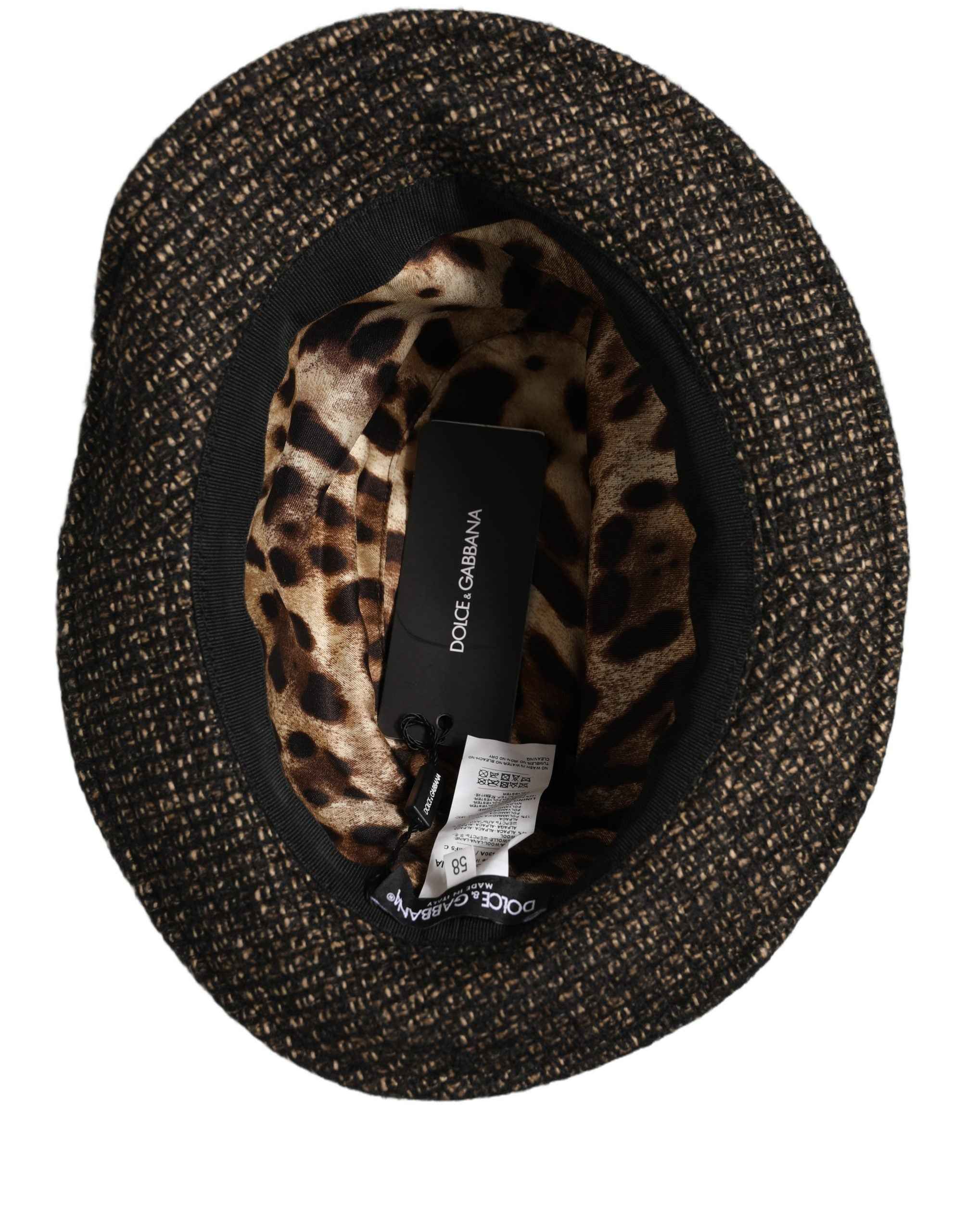 Dolce & Gabbana Gray Melange Blended Textured Tweed Capello Hat