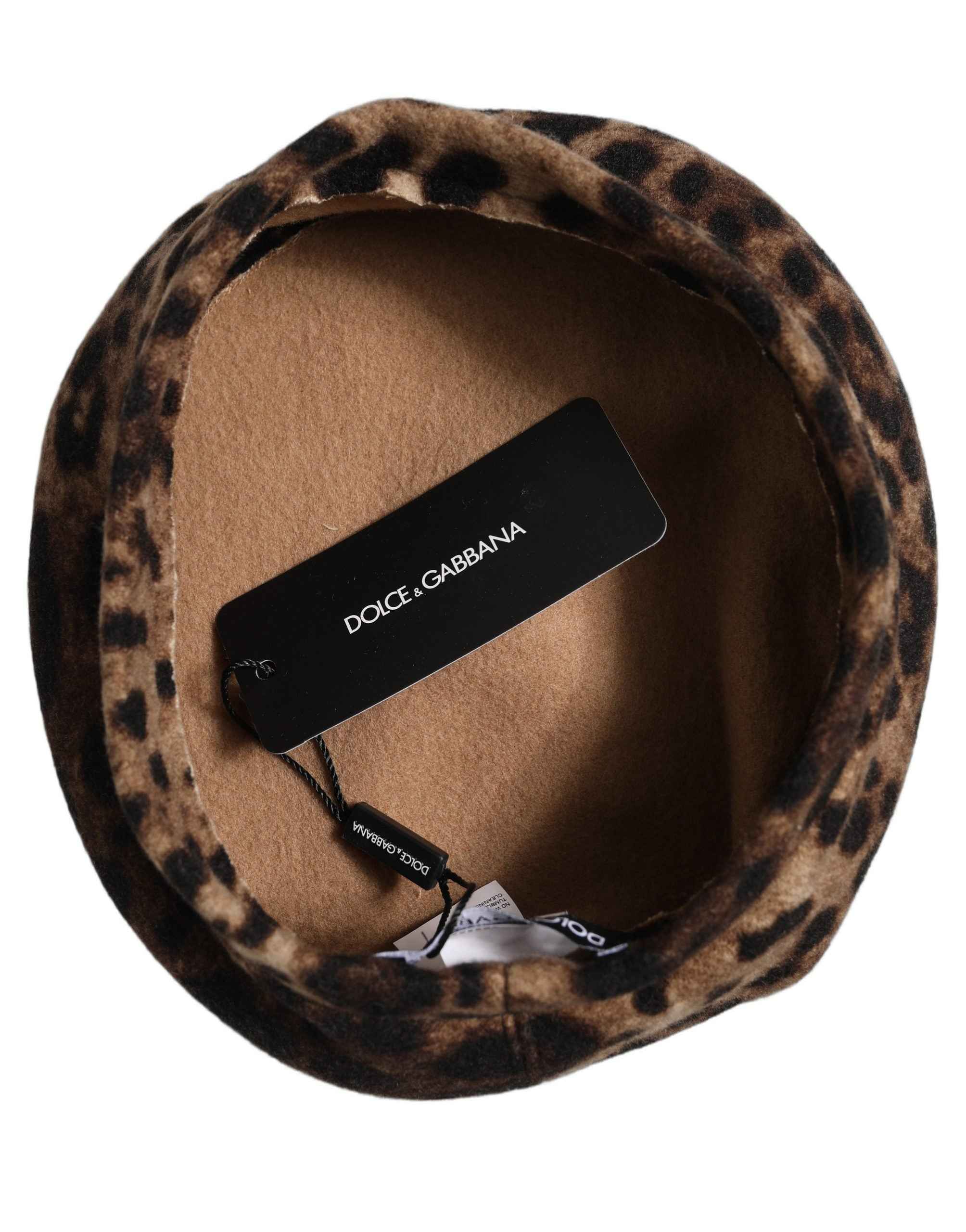 Dolce & Gabbana Brown Leopard French Style Beret Capello Hat