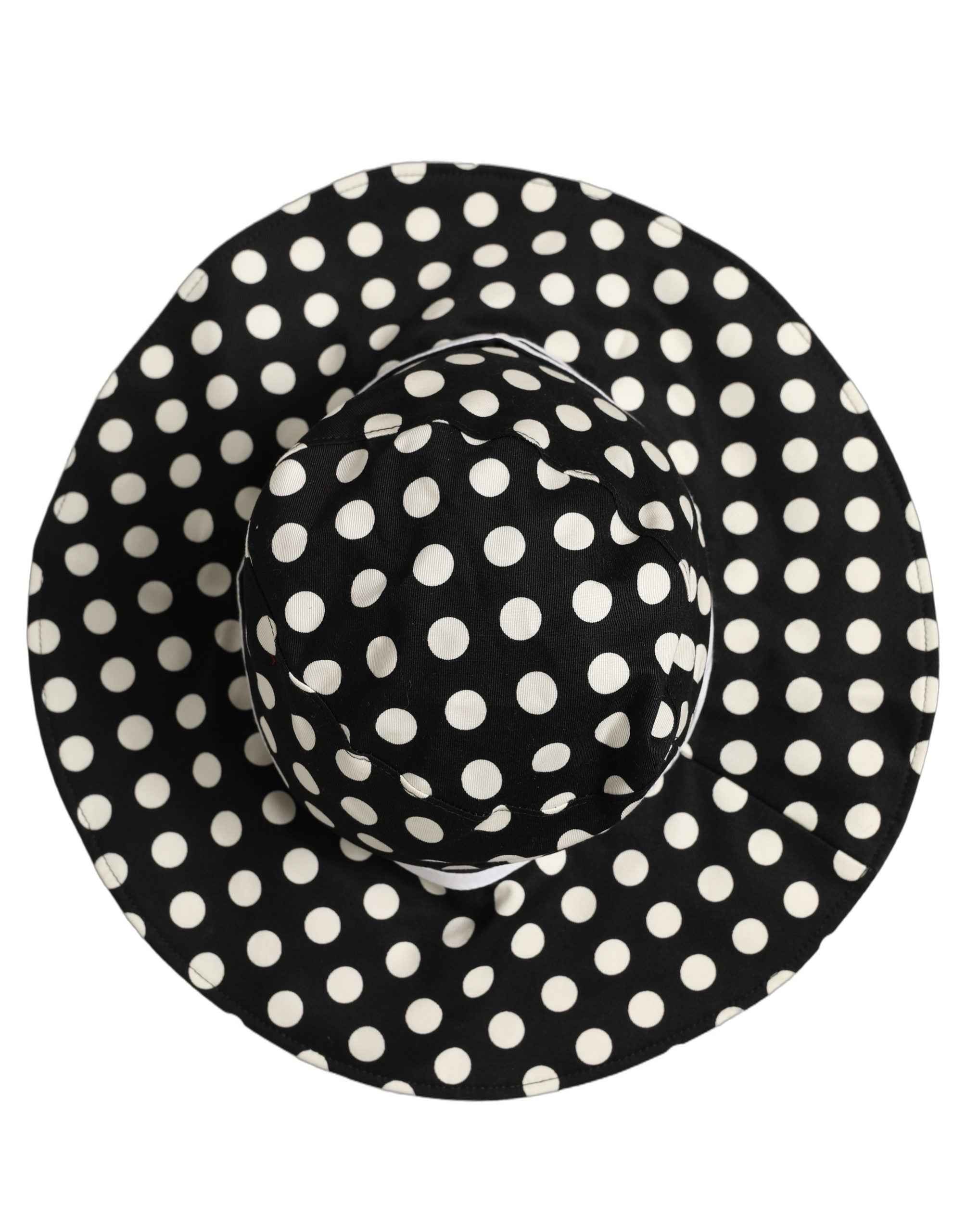Dolce & Gabbana Black White Polka Dot Cotton Bucket Capello Hat