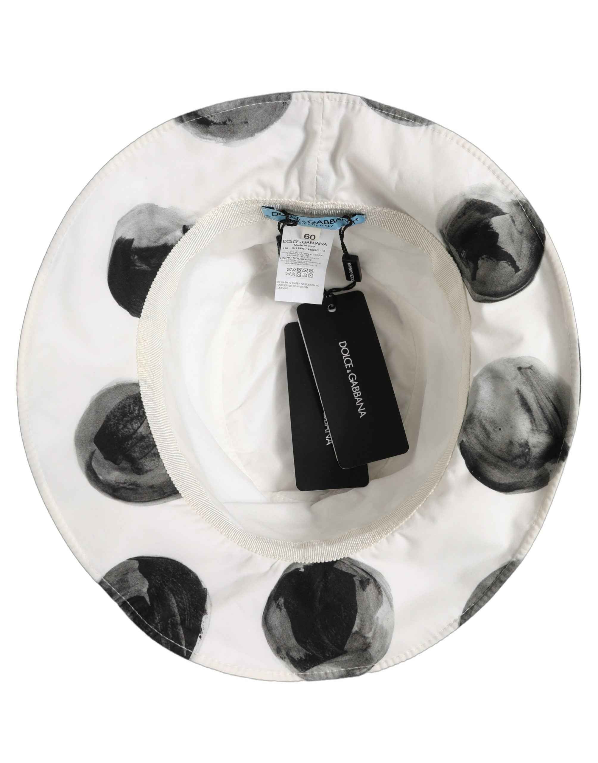 Dolce & Gabbana White Cotton Big Polka Dot Pattern Bucket Hat