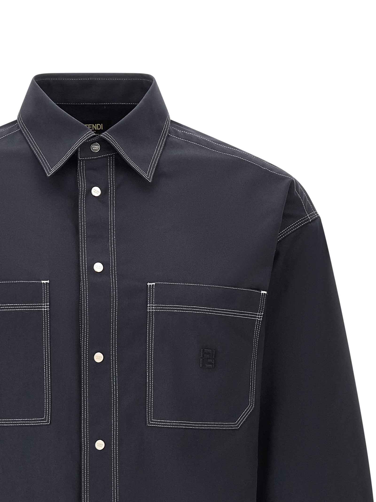 Fendi Blue Cotton Blouse