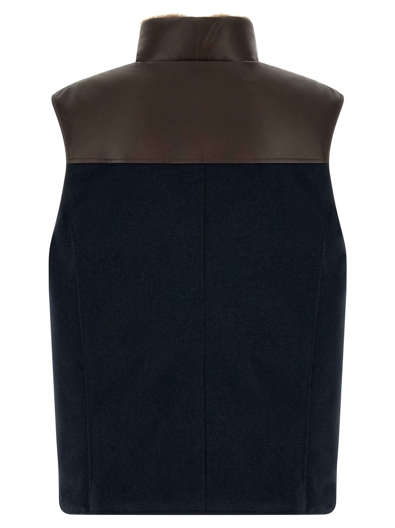 Brunello Cucinelli Blue Wool Sleeveless Jacket