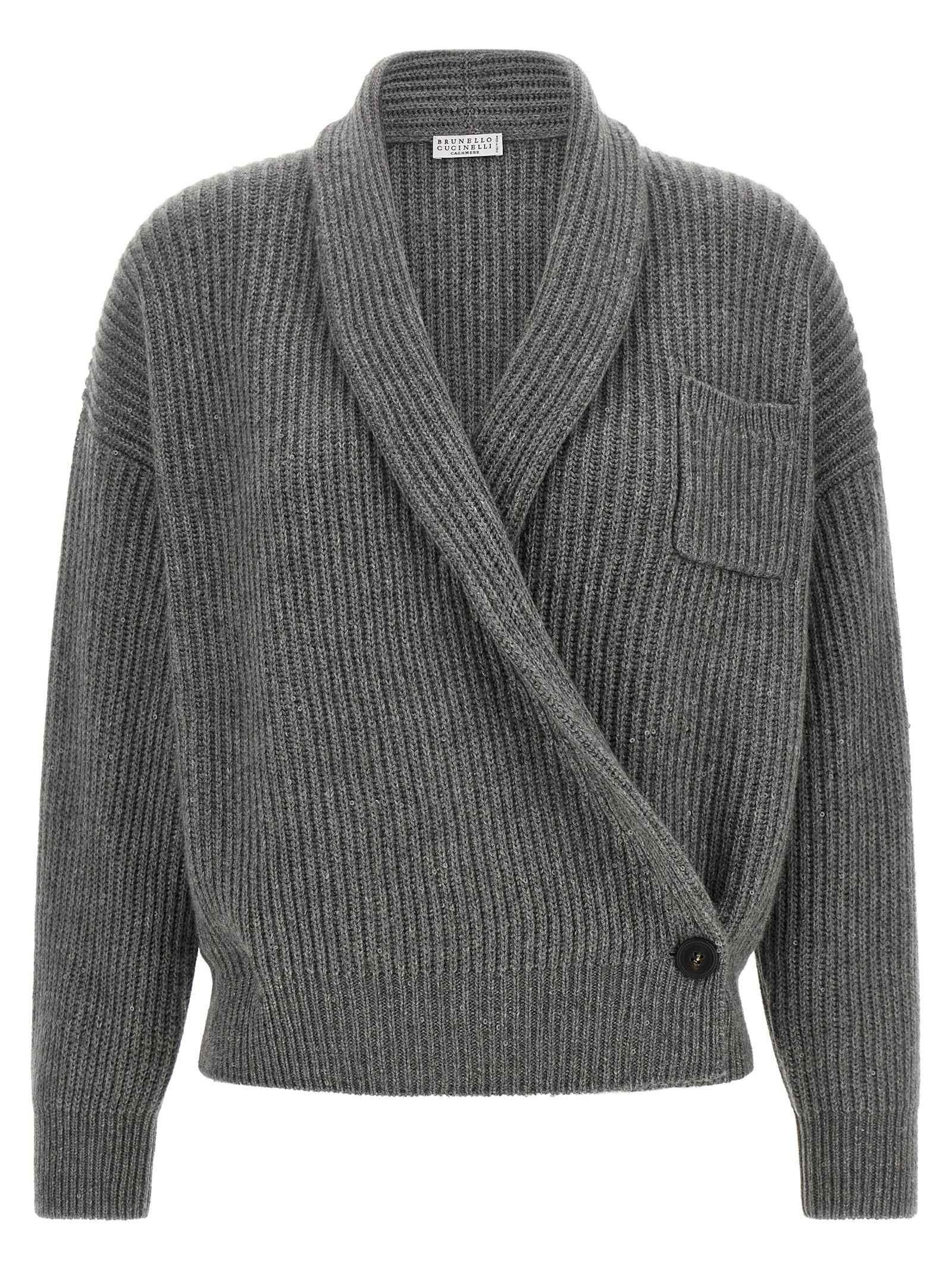 Brunello Cucinelli Gray Cashmere Cardigan