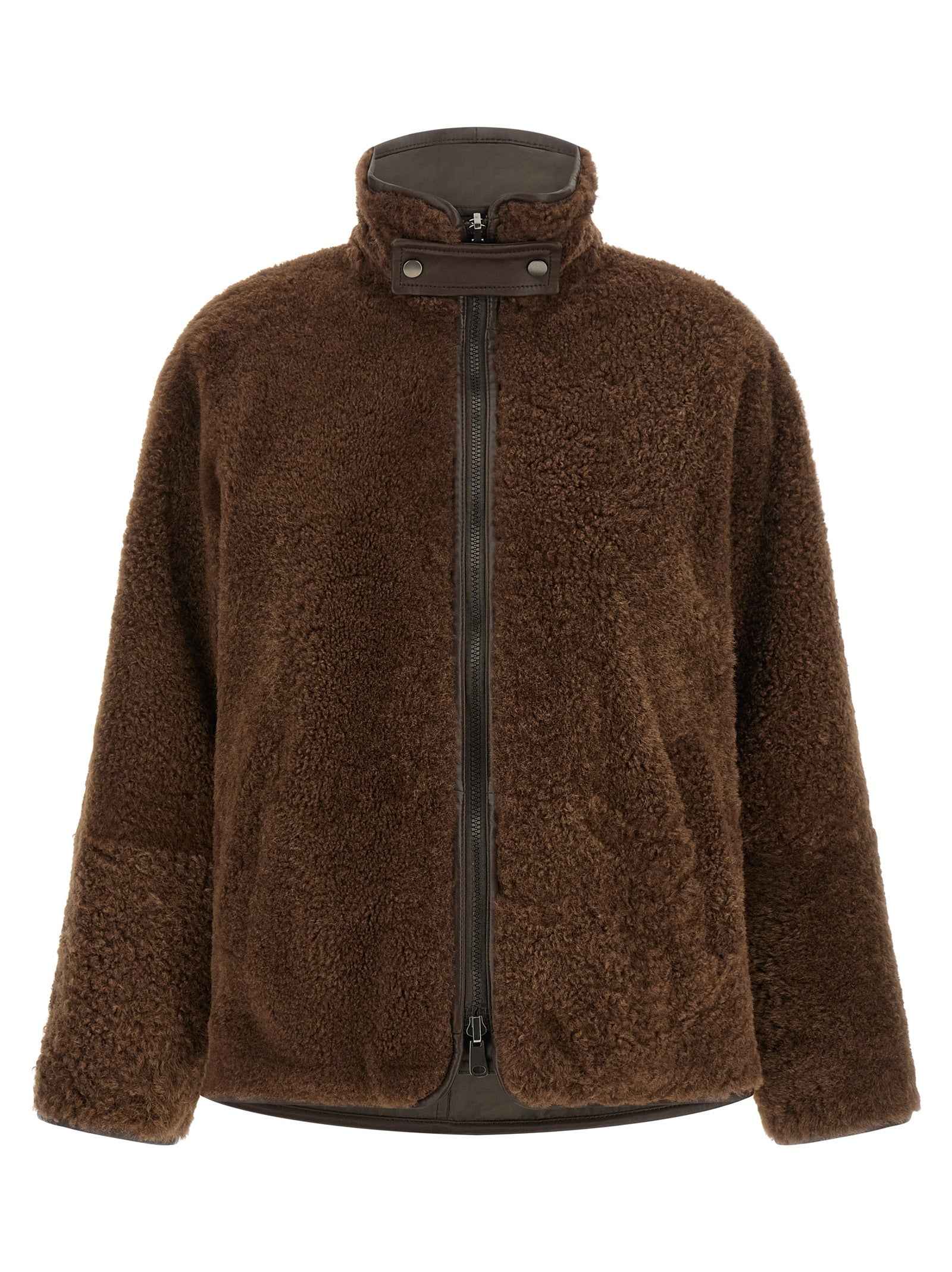 Brunello Cucinelli Brown Lamb Leather Biker Jacket