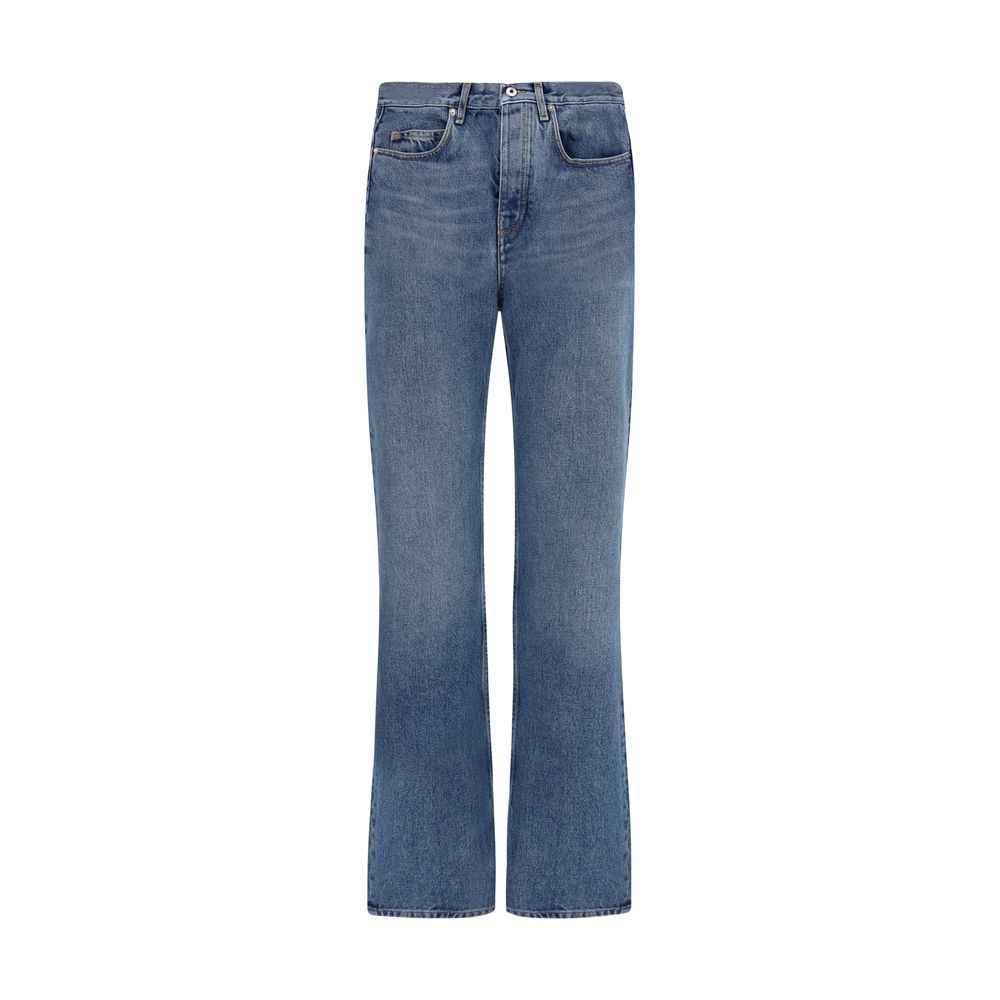 Off-White Blue Cotton Straight-Leg Jeans
