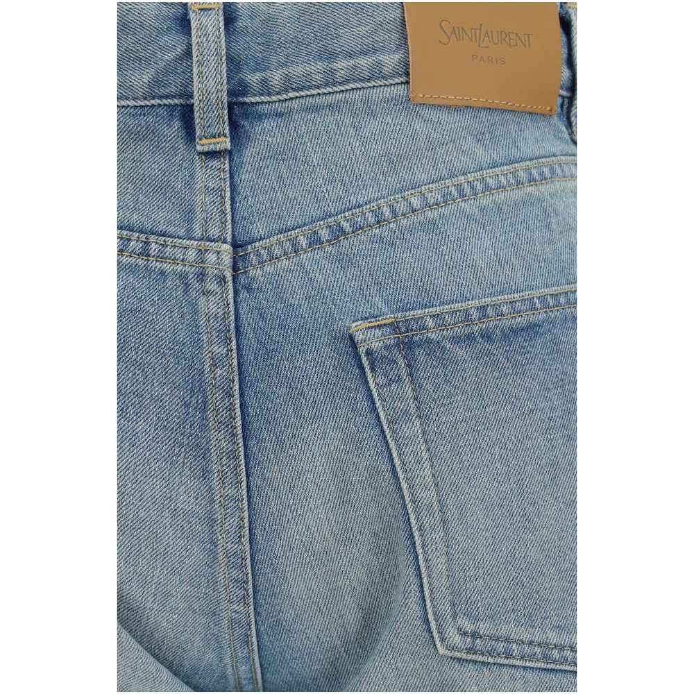 Saint Laurent Blue Cotton Straight-Leg Jeans