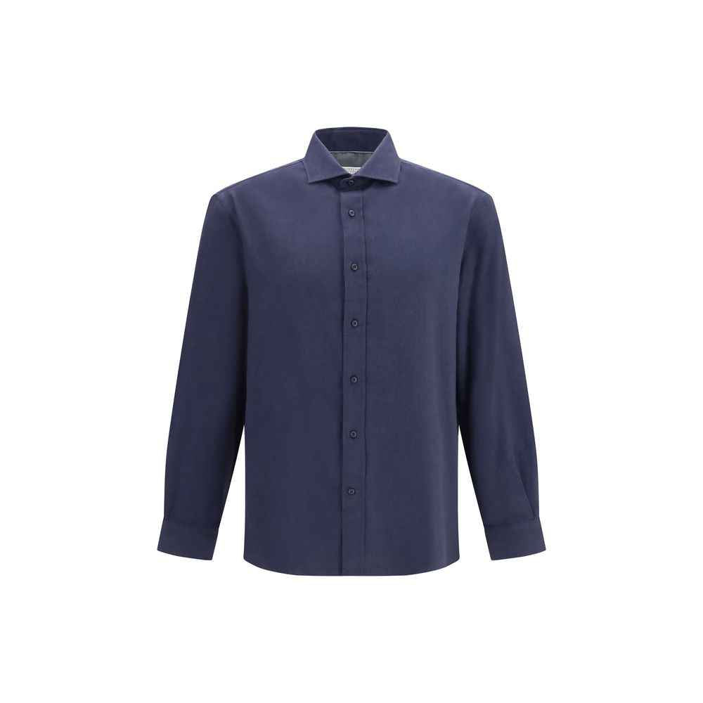 Brunello Cucinelli Blue Cotton Dress Shirt