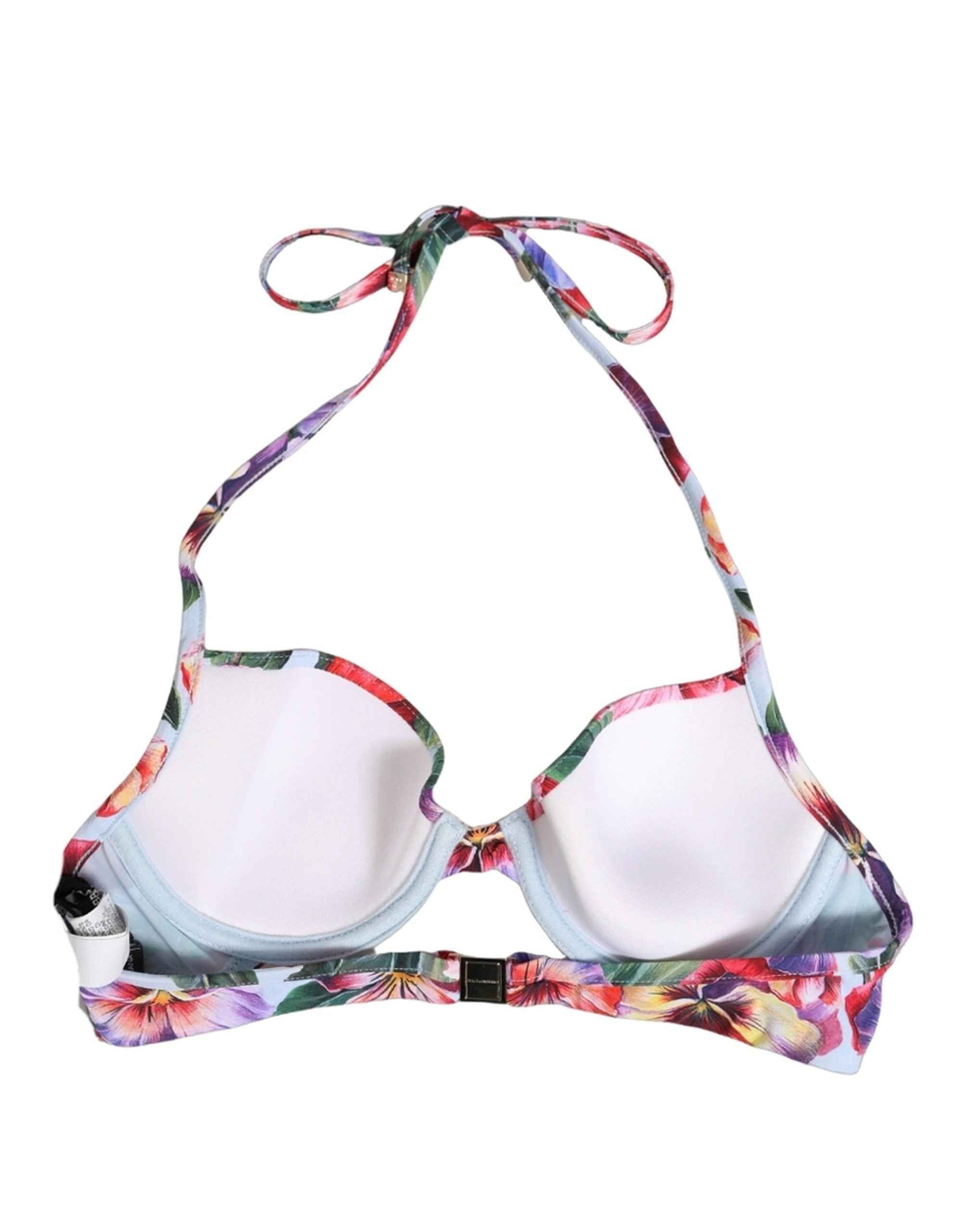 Dolce & Gabbana Top Multicolor Floral Print Beachwear Bikini