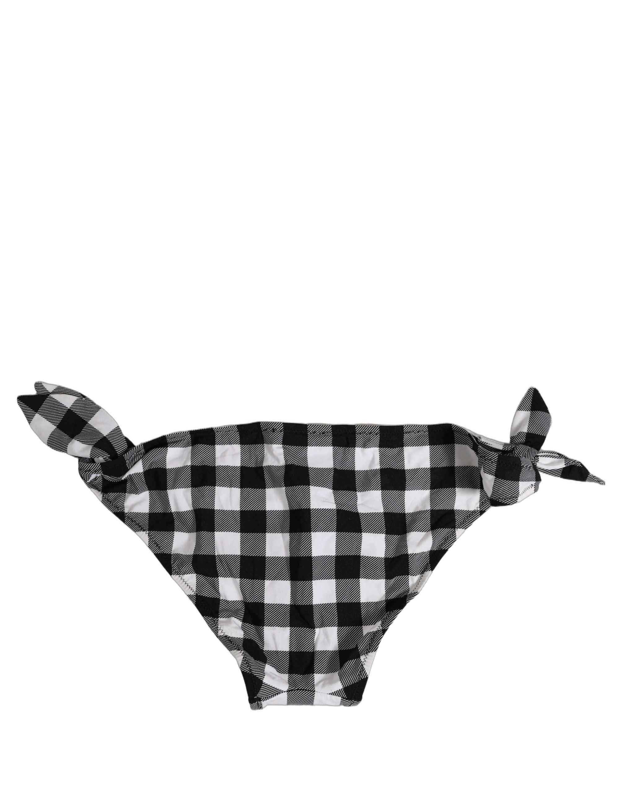 Dolce & Gabbana Black White Checkered Beachwear Bikini Bottom