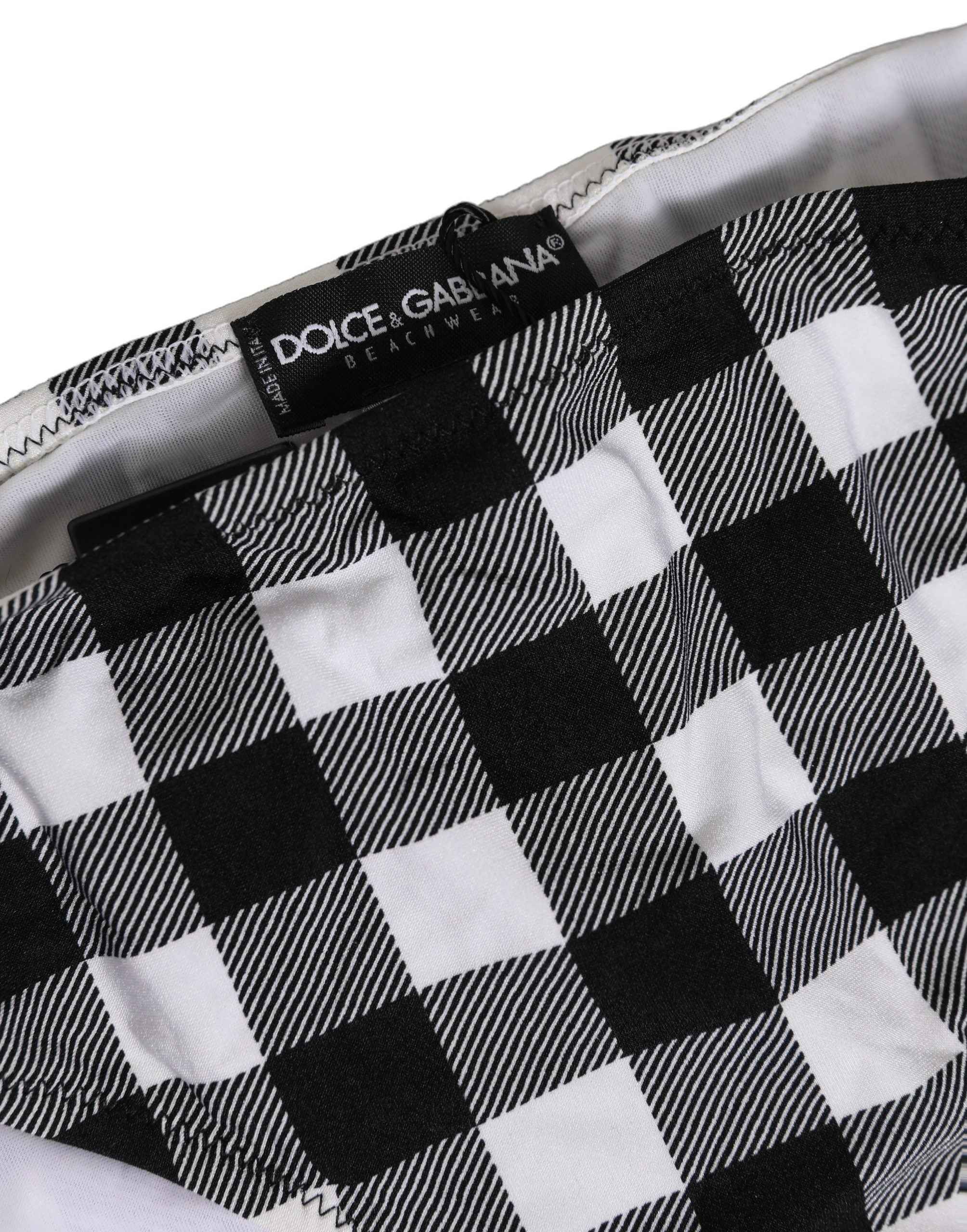 Dolce & Gabbana Black White Checkered Beachwear Bikini Bottom