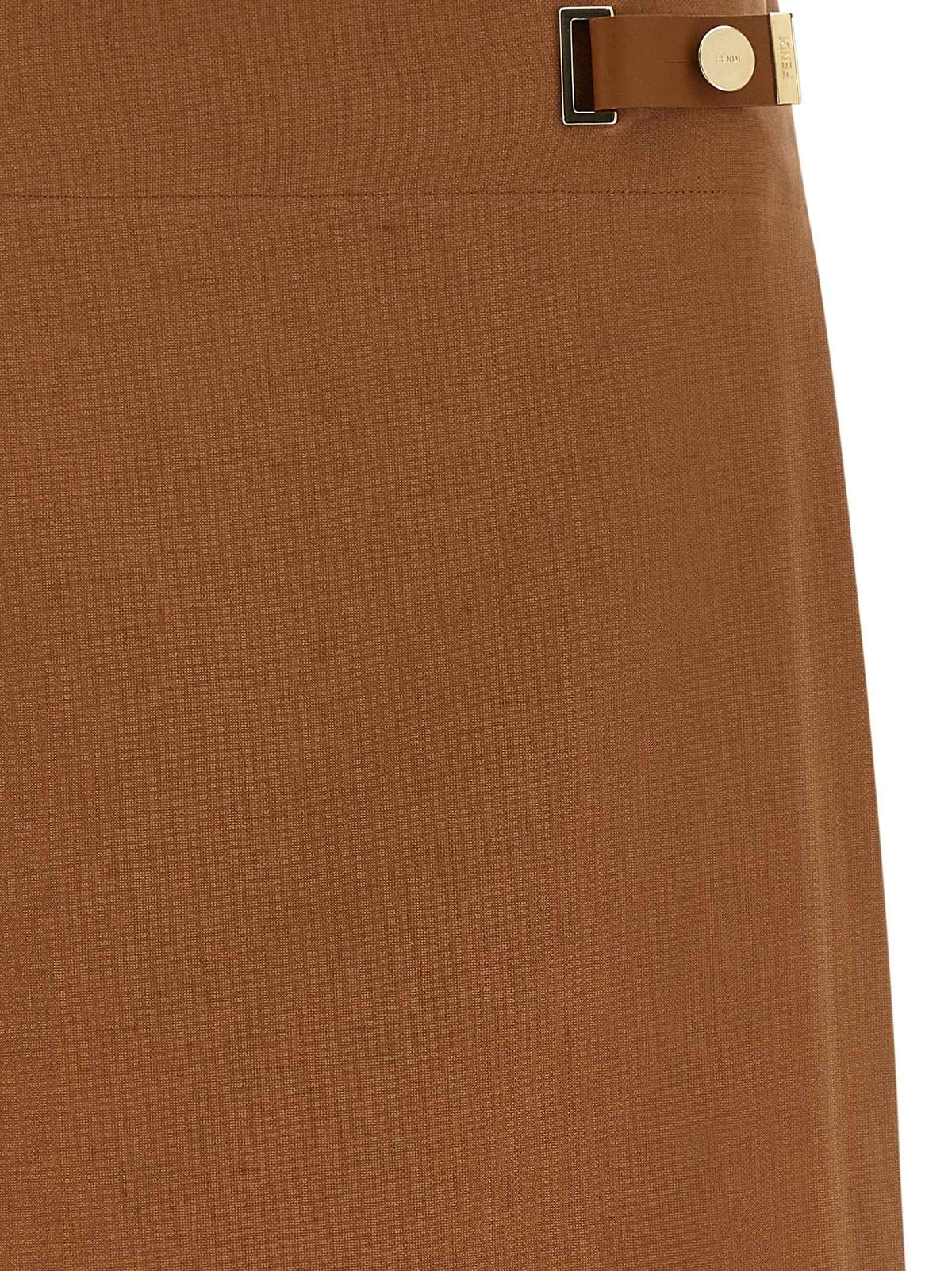 Fendi Brown Linen Midi Skirt