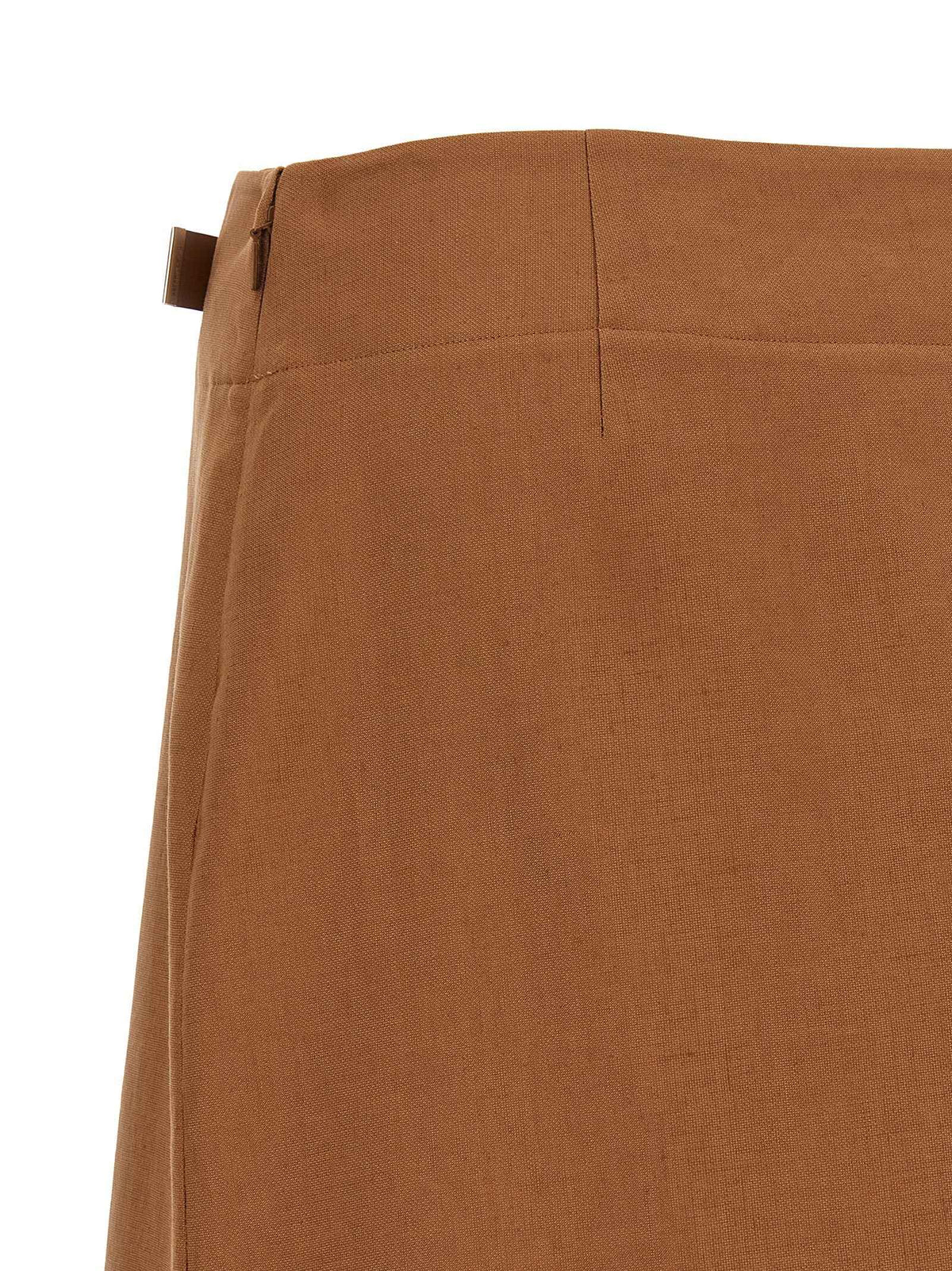 Fendi Brown Linen Midi Skirt
