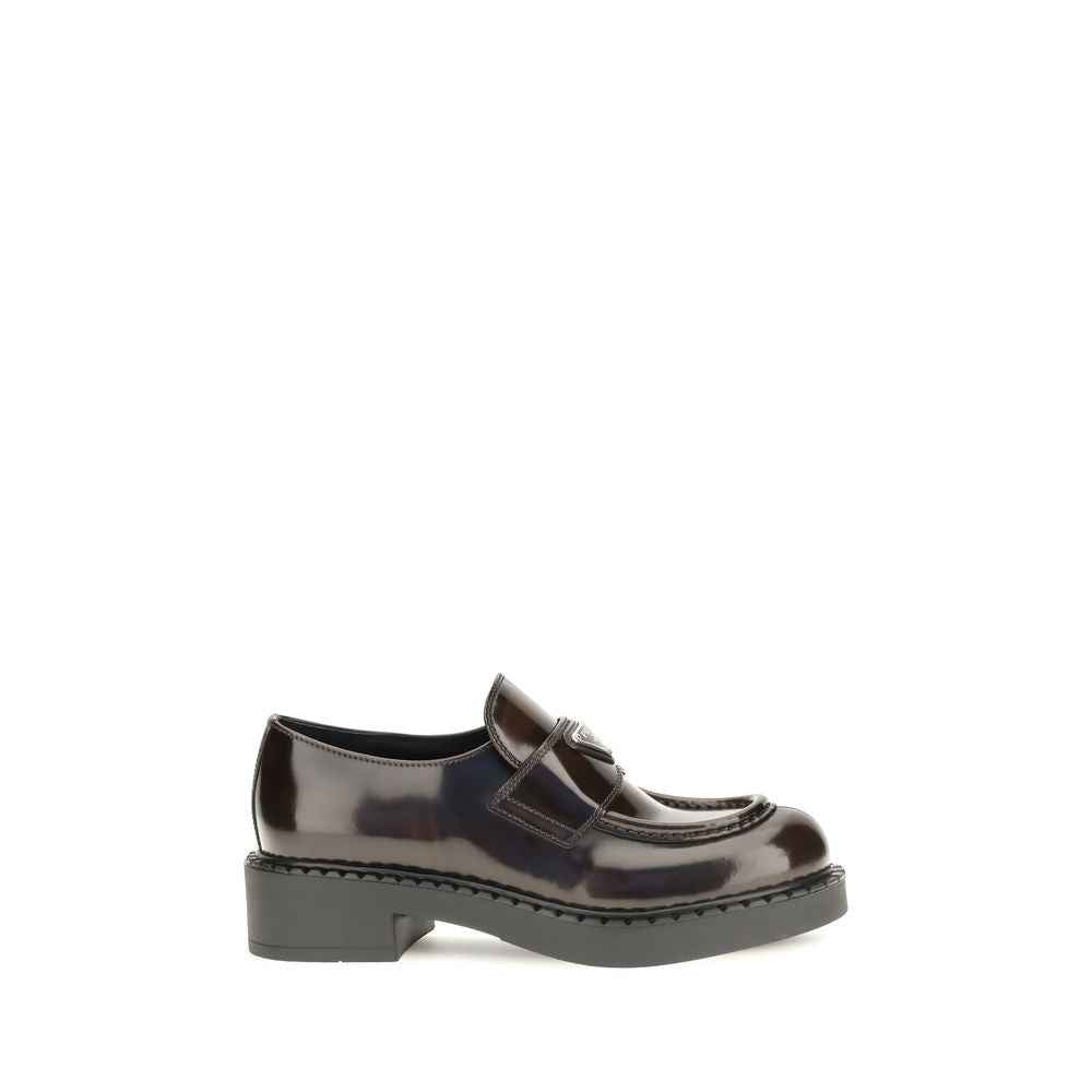 Prada Brown Calf Leather Bos Taurus Slip-On Loafers