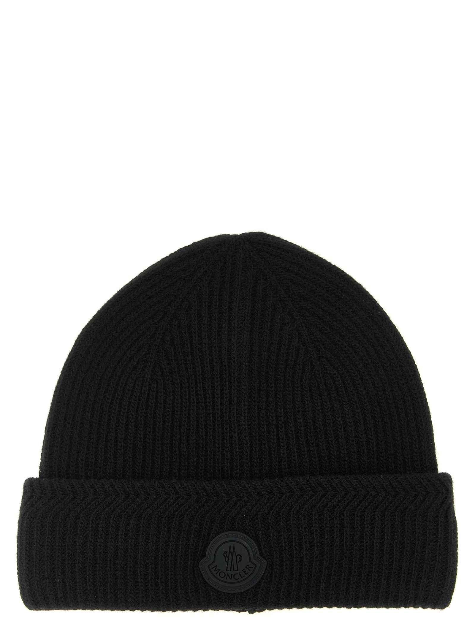 Moncler Black Virgin Wool Beanie