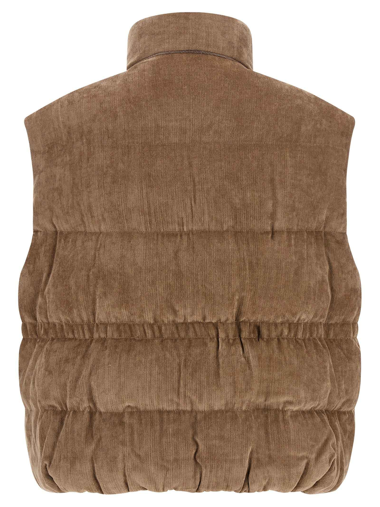 Brunello Cucinelli Beige Viscose Sleeveless Jacket