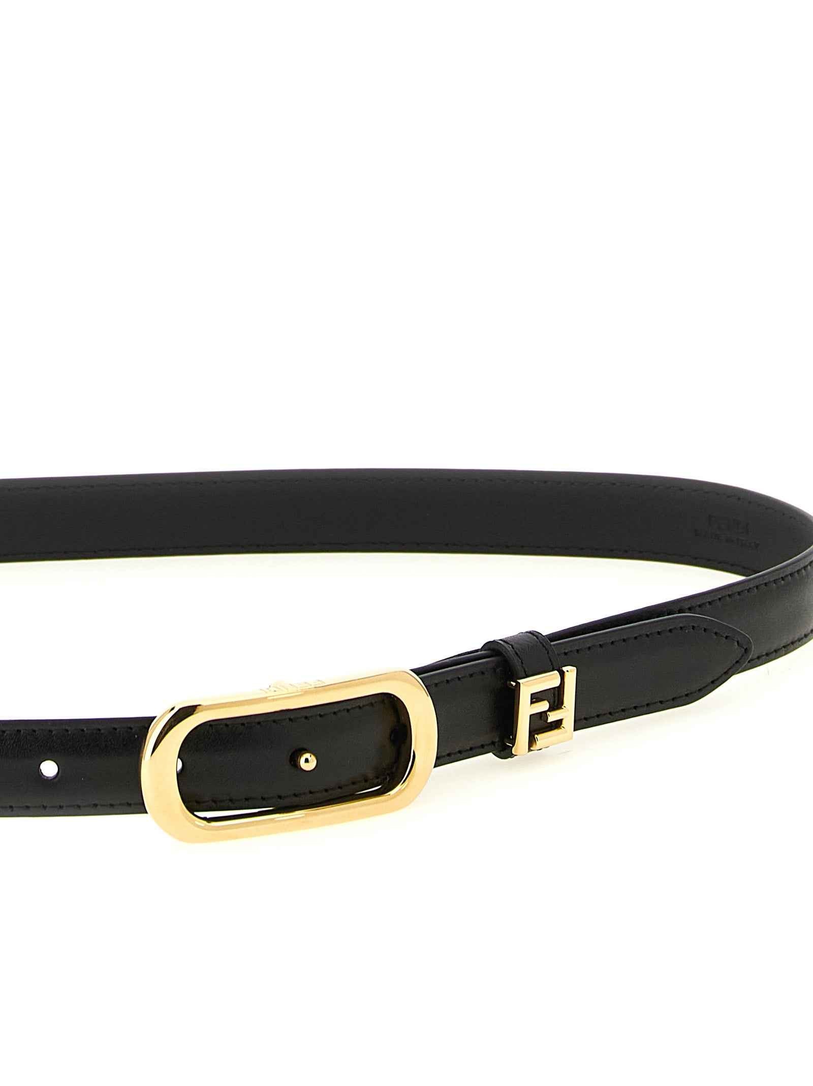 Fendi Black Calfskin Thin Belt