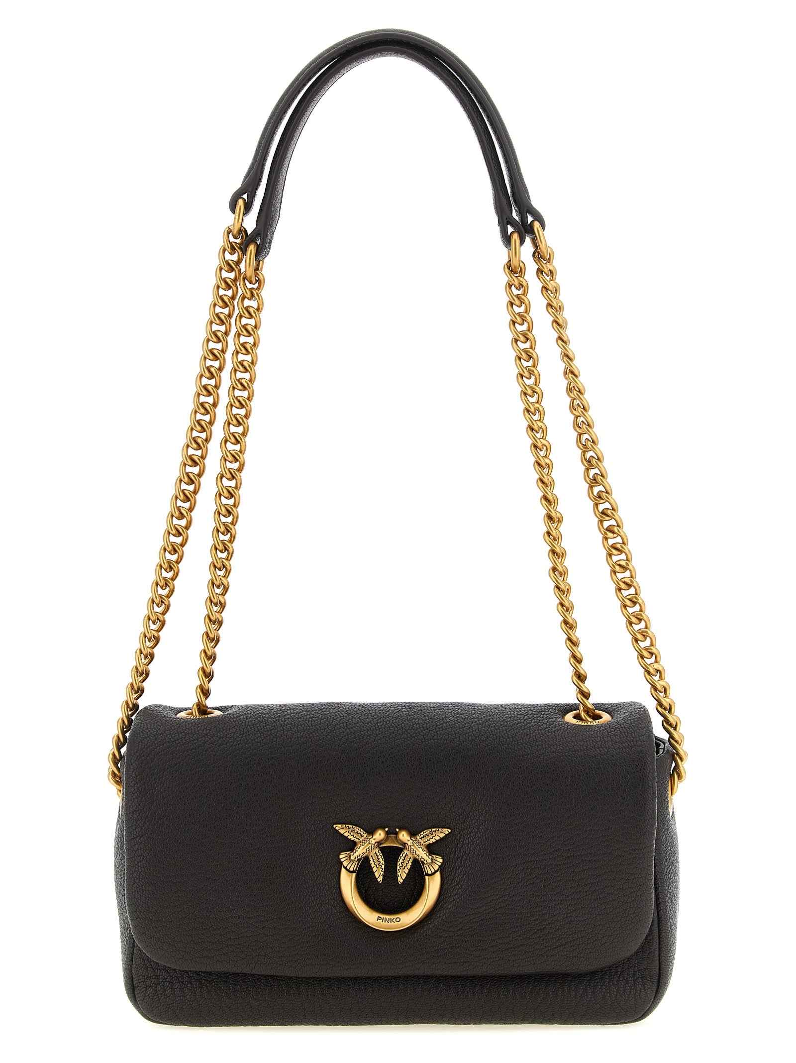 PINKO Brown Lamb Leather Crossbody Bag